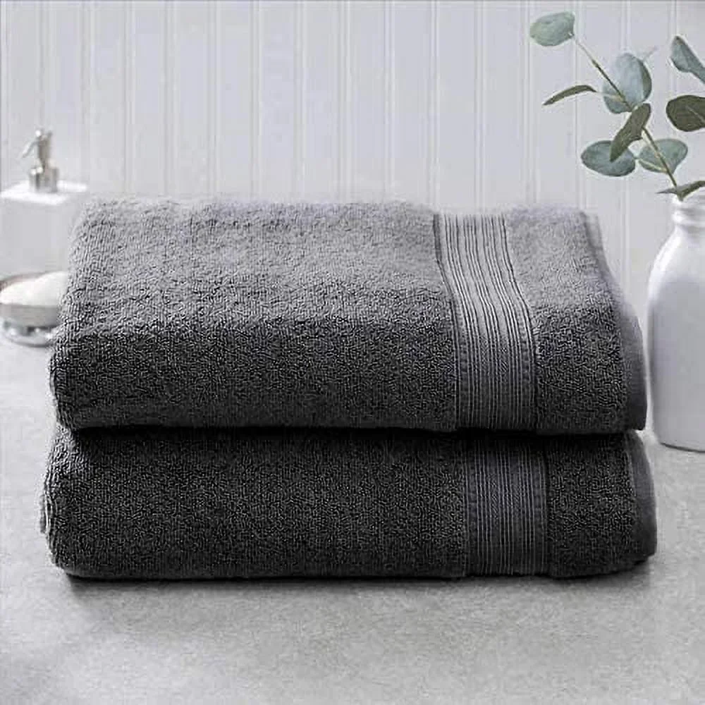 Luxury Bath Sheet, Hand Towel Washcloth Set 6 Pieces (Dark Grey) - Image 2