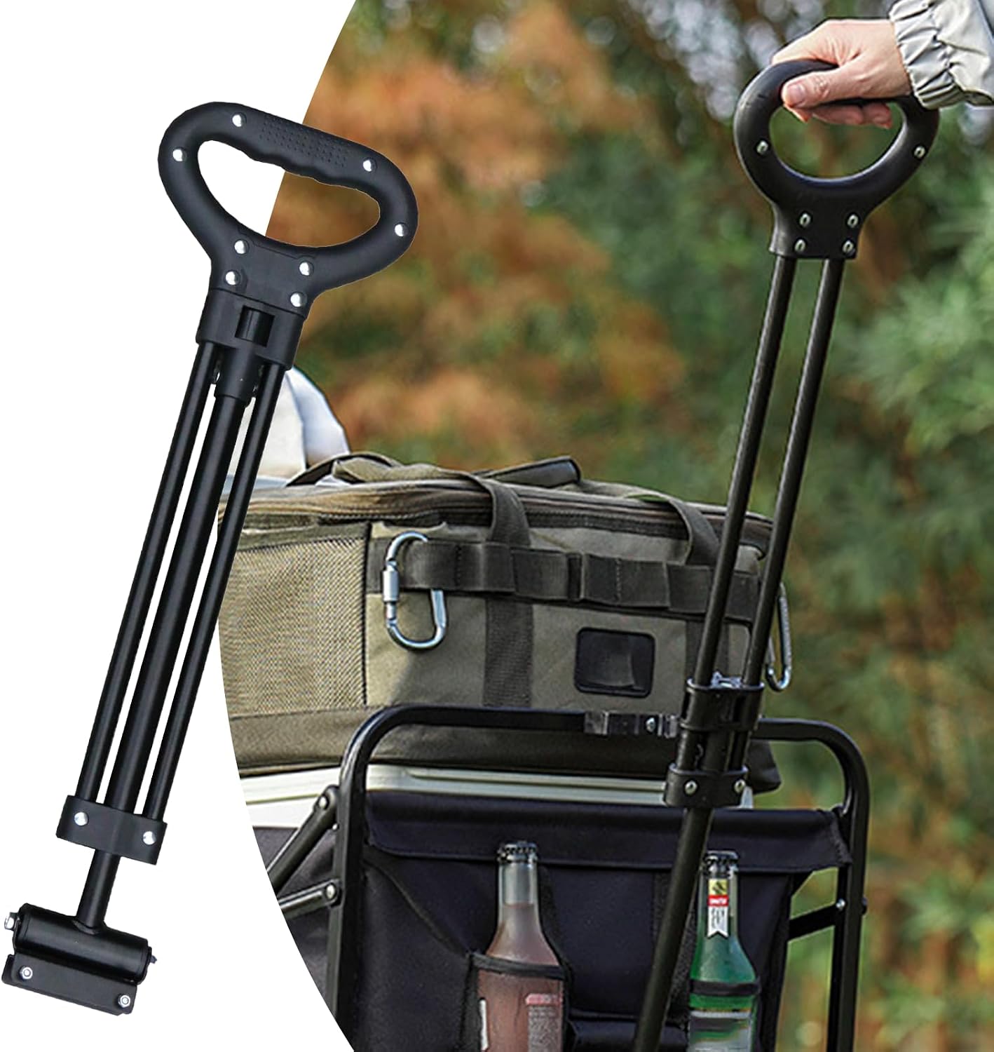 Folding Stroller Handle – Retractable Tow Bar, Adjustable Pull Rod, Portable Design| Foldable Handle for Camping Shopping Cart Use
