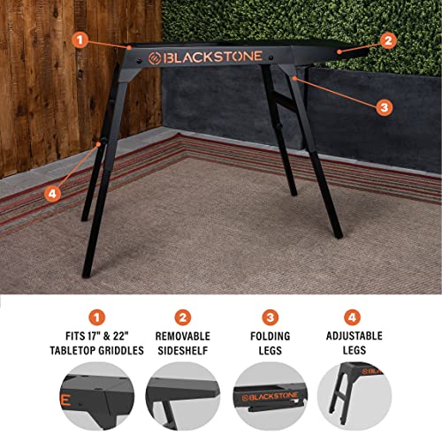 Universal Griddle Stand with Adjustable Leg and Side Shelf - Made to Fit 17