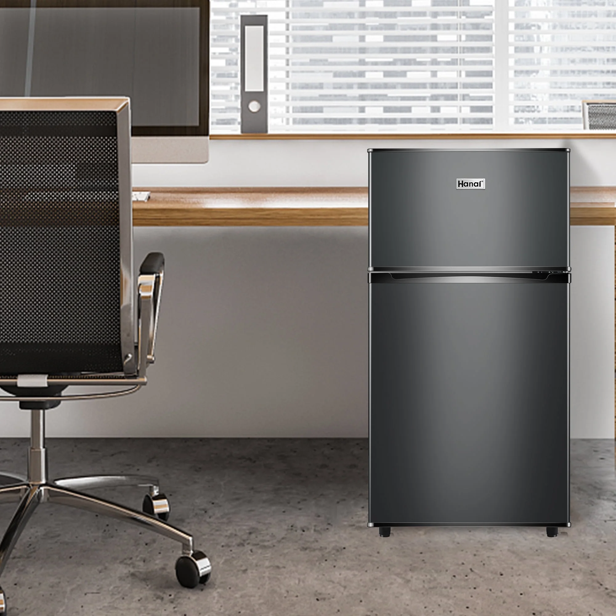 Two Door Mini Fridge with Freezer, 3.5 Cu ft Small Freezer,Dark Grey - Image 7