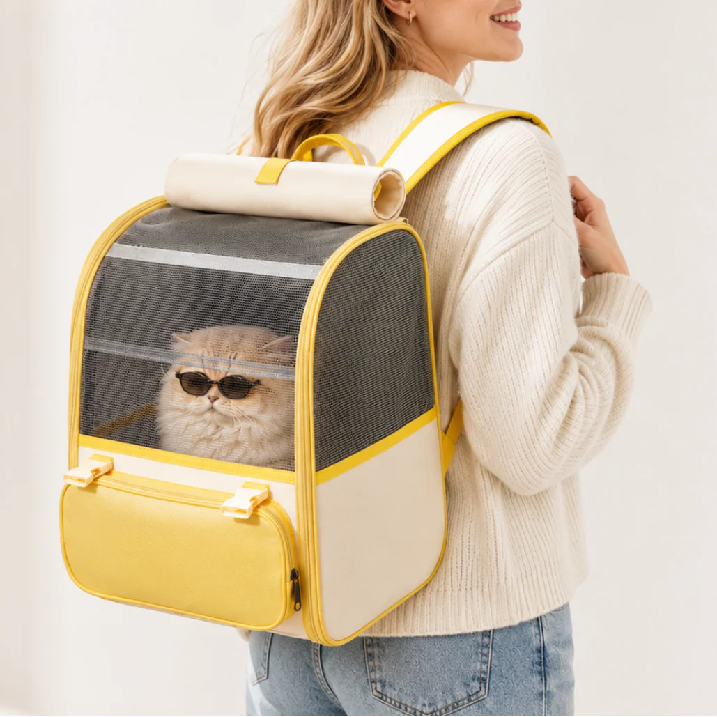 Spacious Lightweight Cat Carrier Backpack with Transparent Window