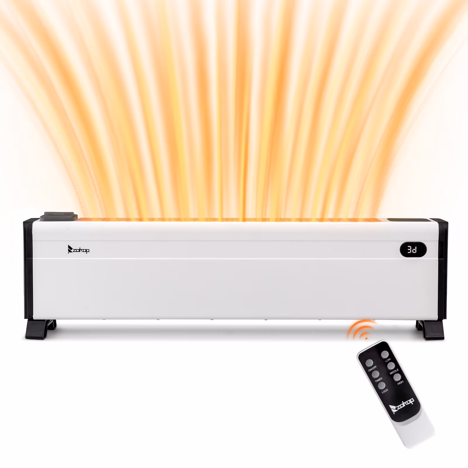 32" Baseboard Heater, 1500W Electric Baseboard Space Heater with 3 Heat Settings, Remote Control, Built-in Humidifier, 12H Timer, Tip-Over Switch, for Indoor Bedroom Office Home, White(32")