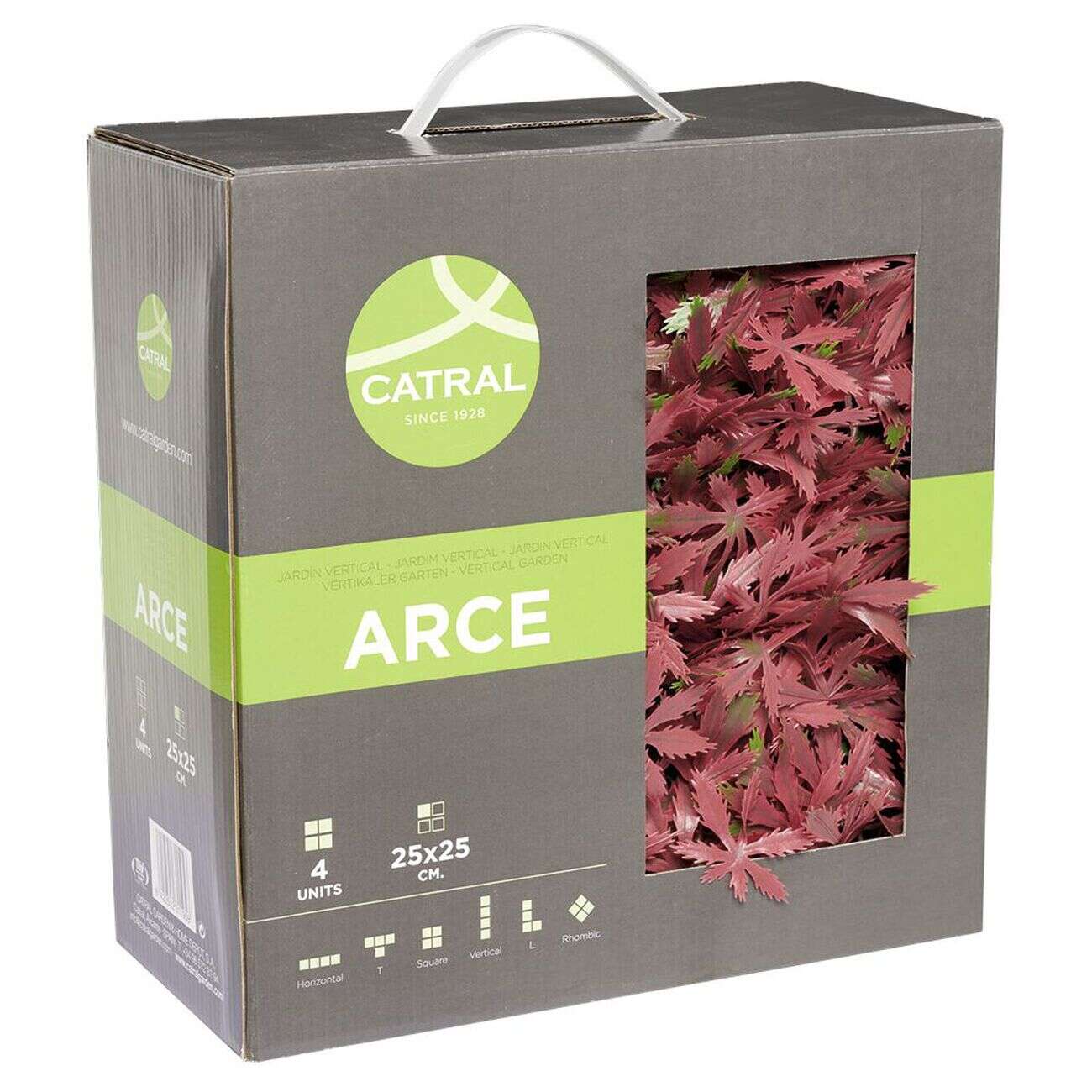 Carré végétal 25x25 cm feuille d'érable artificiel rouge x4