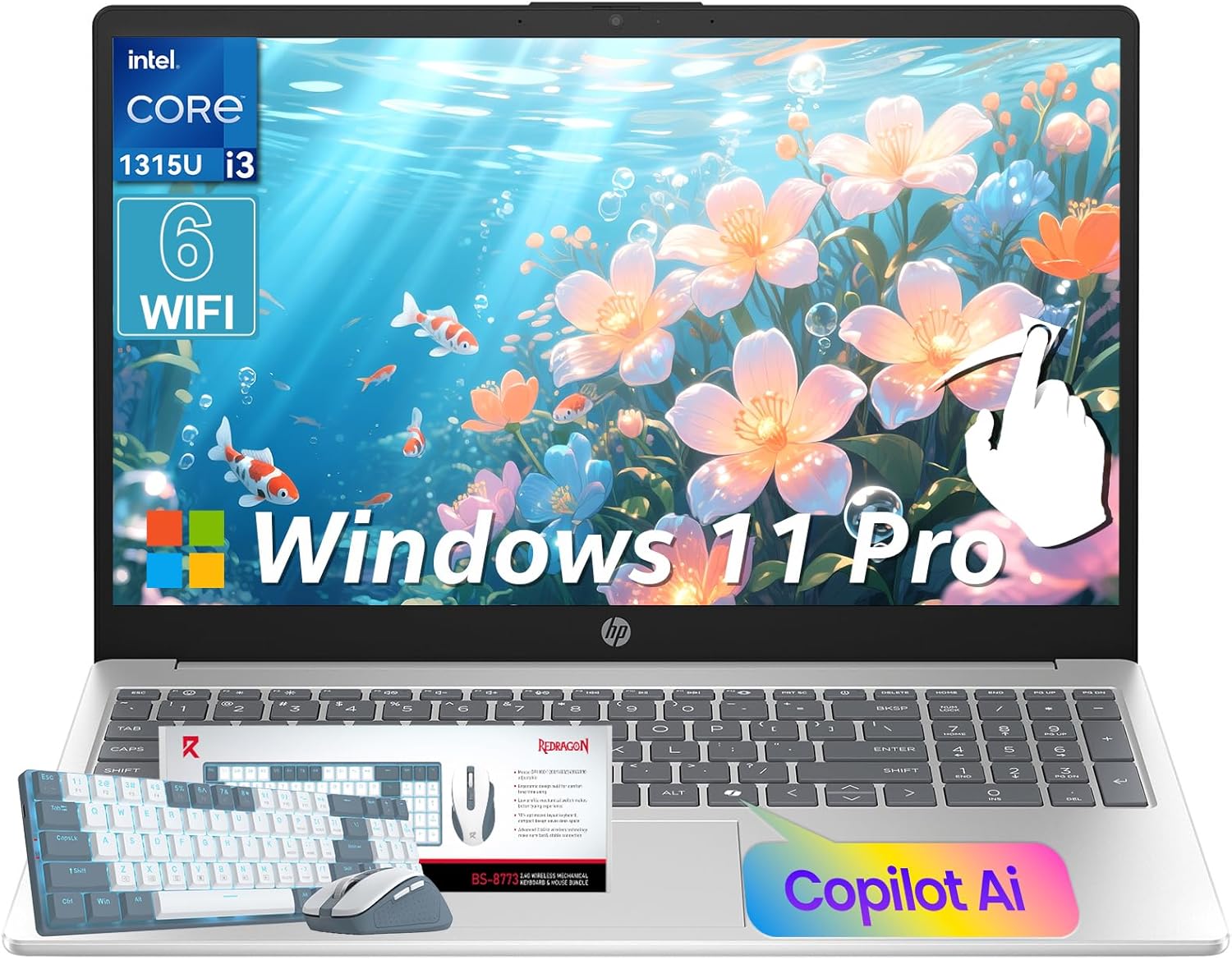 HP 2026 Touchscreen Laptop Computer for Student & Business  16GB RAM 512GB SSD Windows 11 Pro  Intel Core i3-1315U (Up to 4.5GHz)  15.6