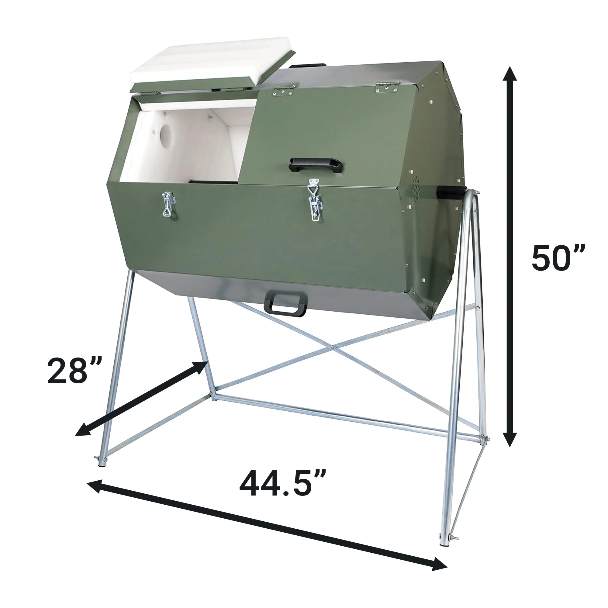 JK270A 70 Gallon Dual Chamber Steel Compost Tumbler Bin - Image 2