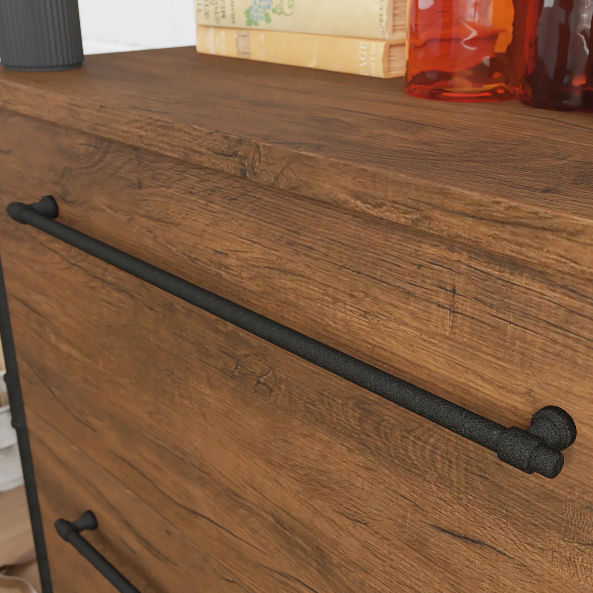 Sauder Iron City Industrial 2 Drawer Lateral File Cabinet, Checked Oak Finish