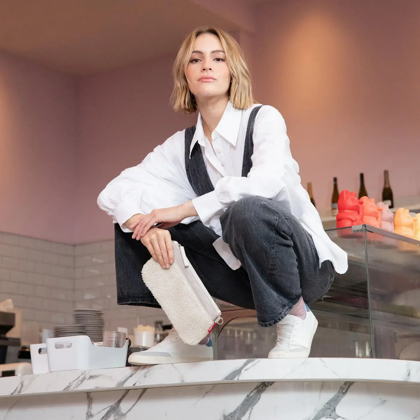 mini pouch teddy sand