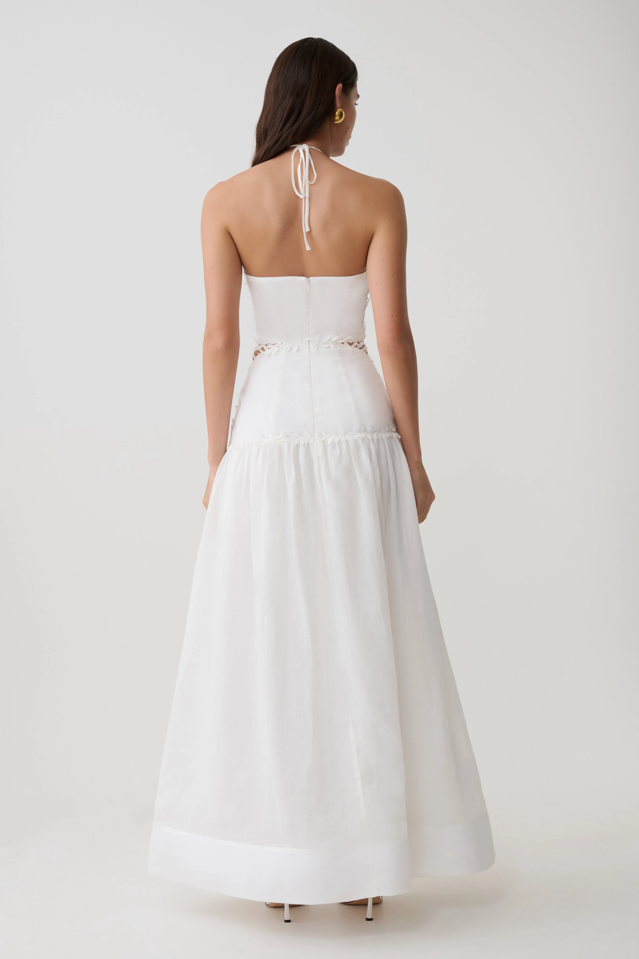 Fiona Linen Halter Maxi Dress - White