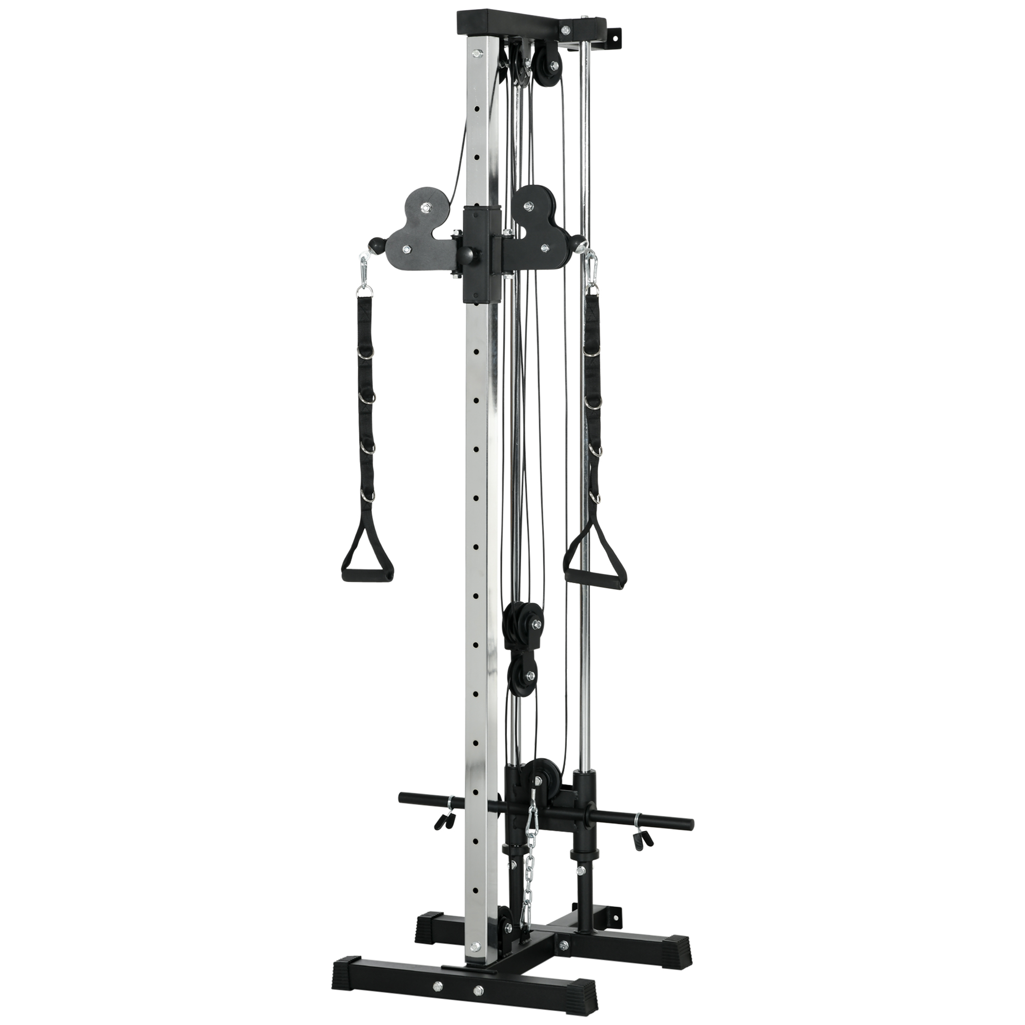 SPORTNOW Verstelbare Krachtstation 25-165 cm met Dual-Pulley-Systemen en Adapters 62 x 60 x 200 cm Zwart