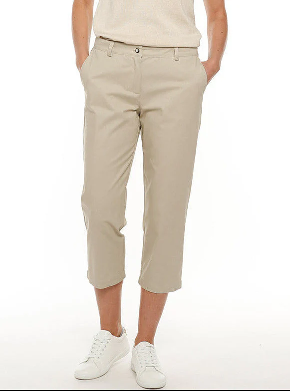 Pantacourt chino femme en coton beige