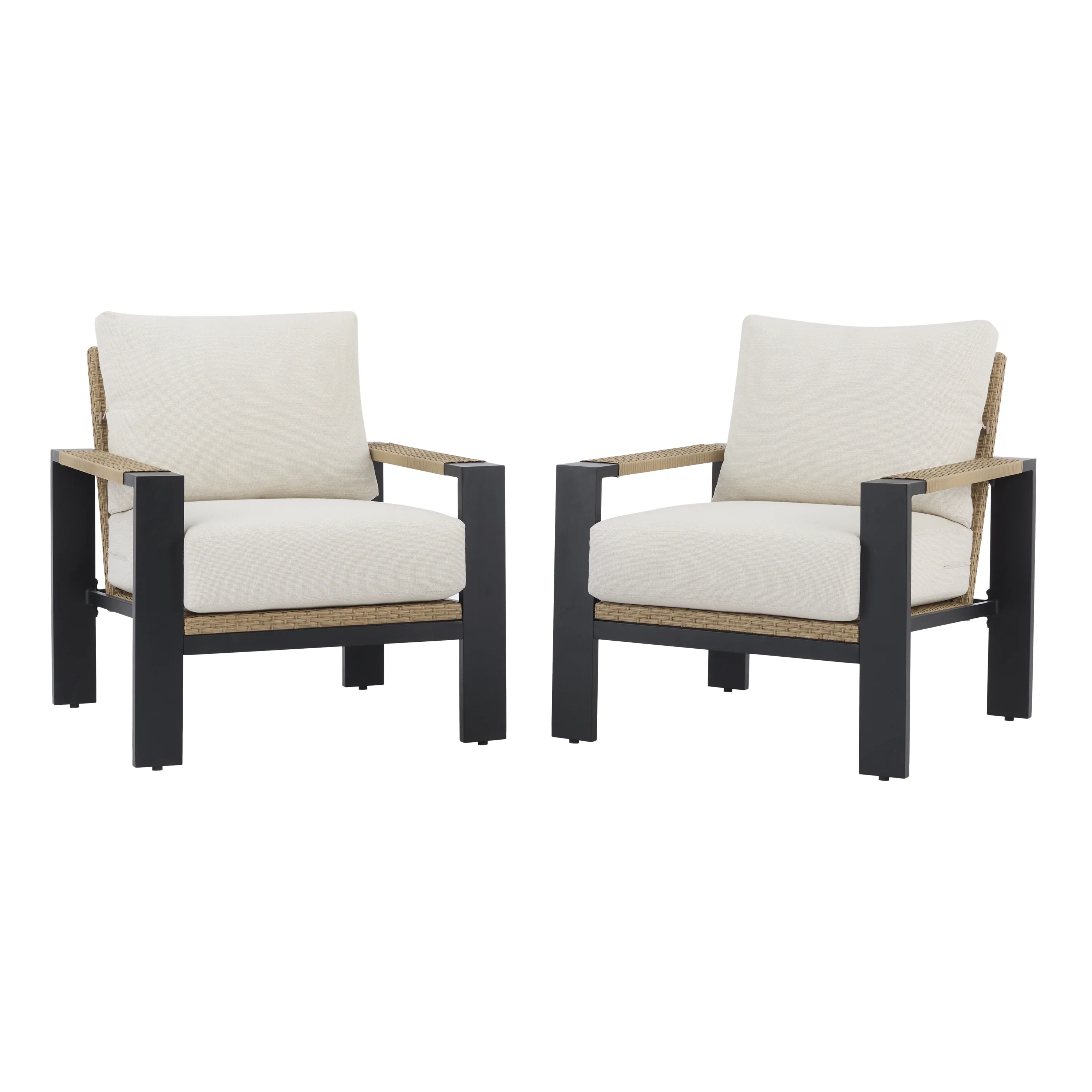 Better Homes & Gardens Ventura 2-Piece Outdoor Wicker Chat Chair, Beige