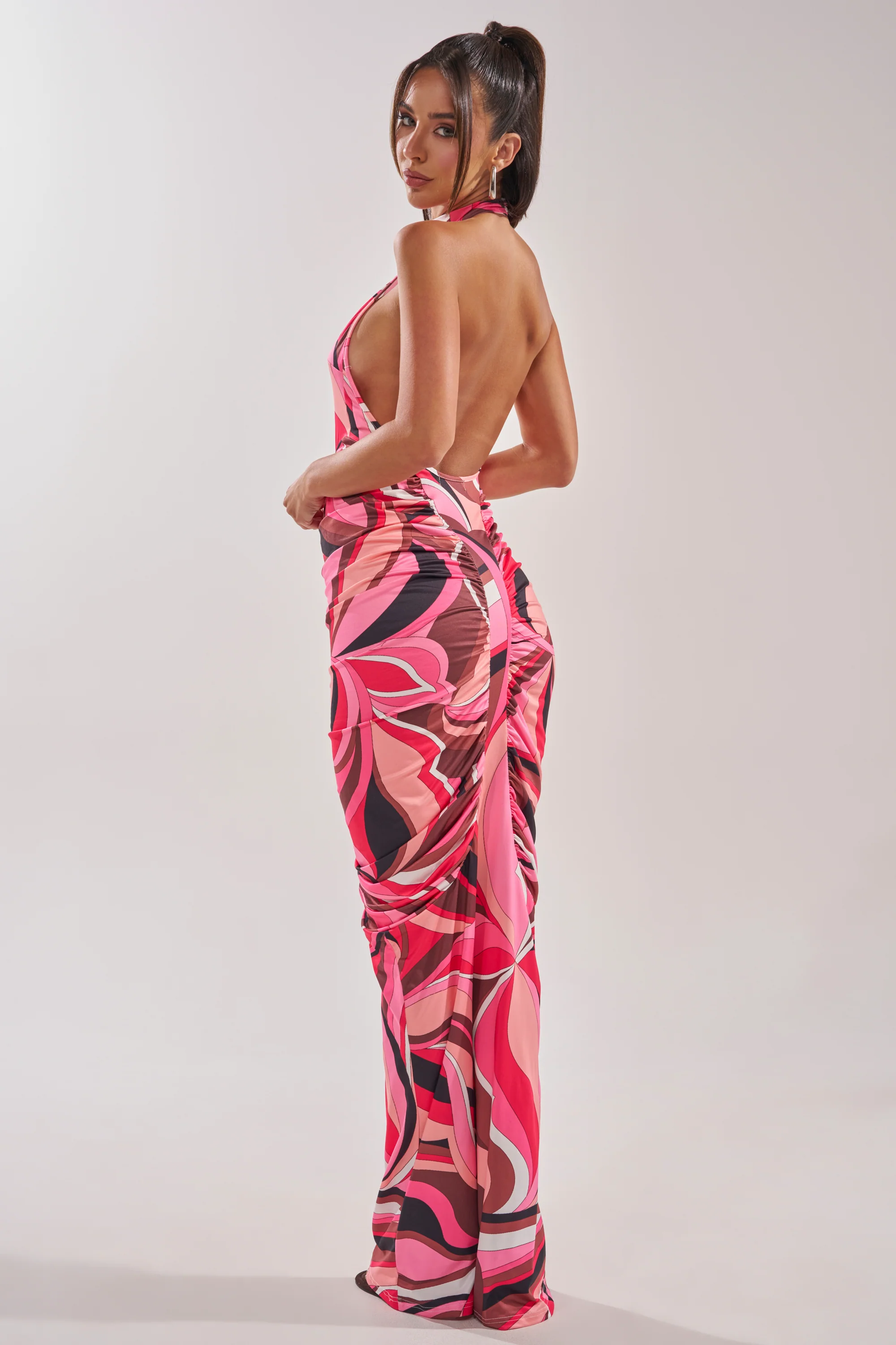 PERFECTLY EXTRA HIGH NECK PRINTED MAXI DRESS - Akira Store