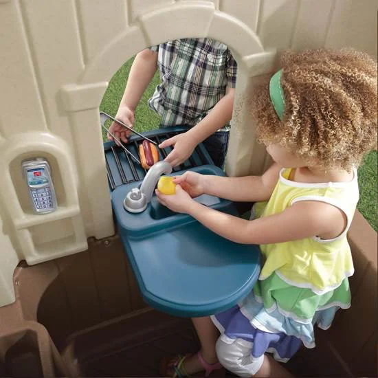 Neat Tidy Cottage II Brown Playhouse Plastic Kids Outdoor Toy(Brown) - Image 9