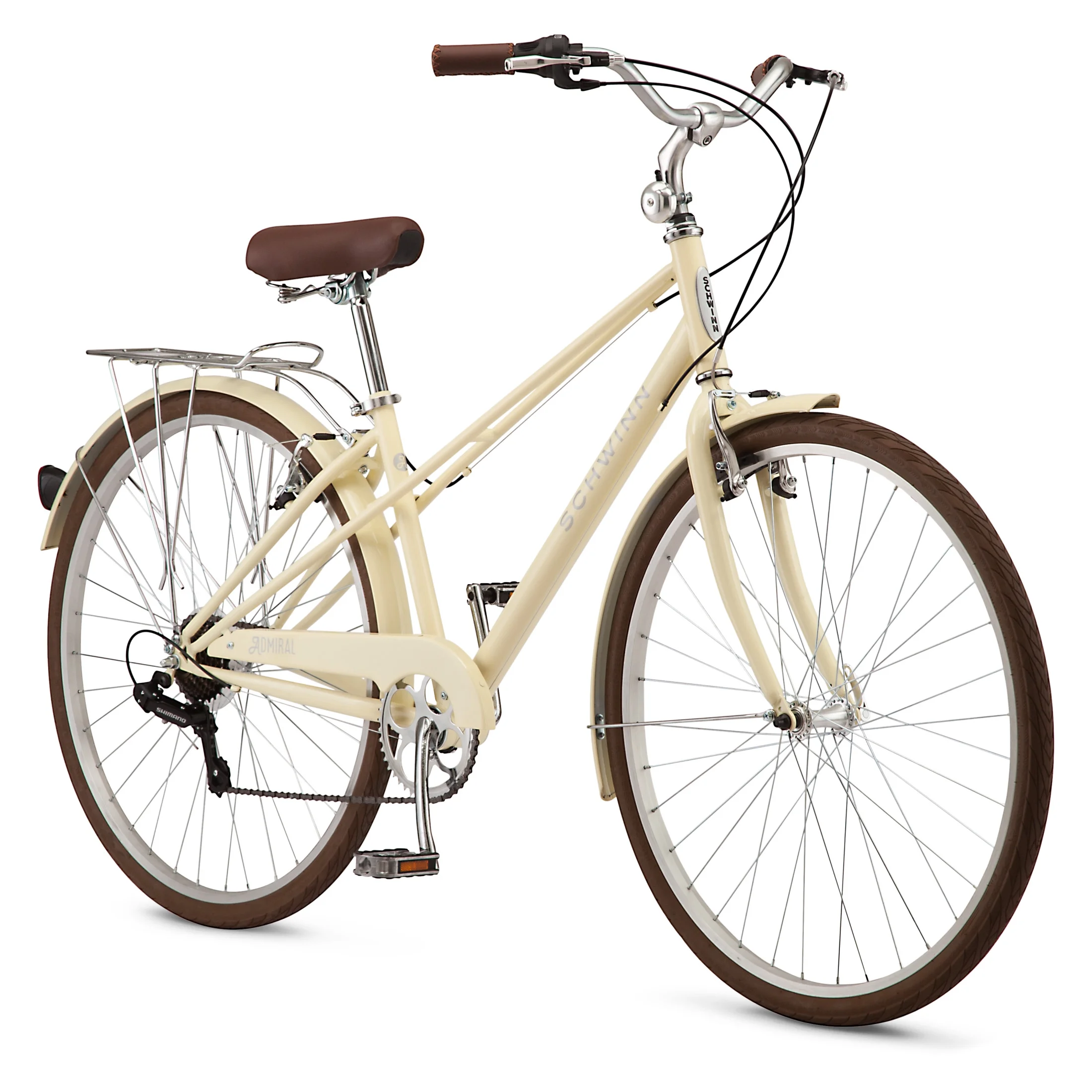 Schwinn Admiral 700c Adult Hybrid Bike, 7 Speed, Unisex Bike, Cream