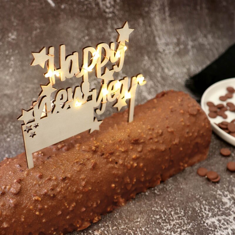 Cake Topper LED kakedekorasjon Happy New Year tre