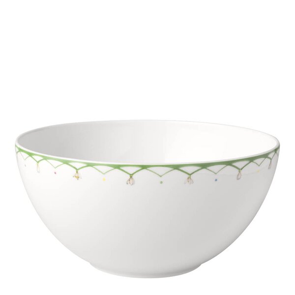 Colourful Spring salatskål 24 cm hvit/grønn