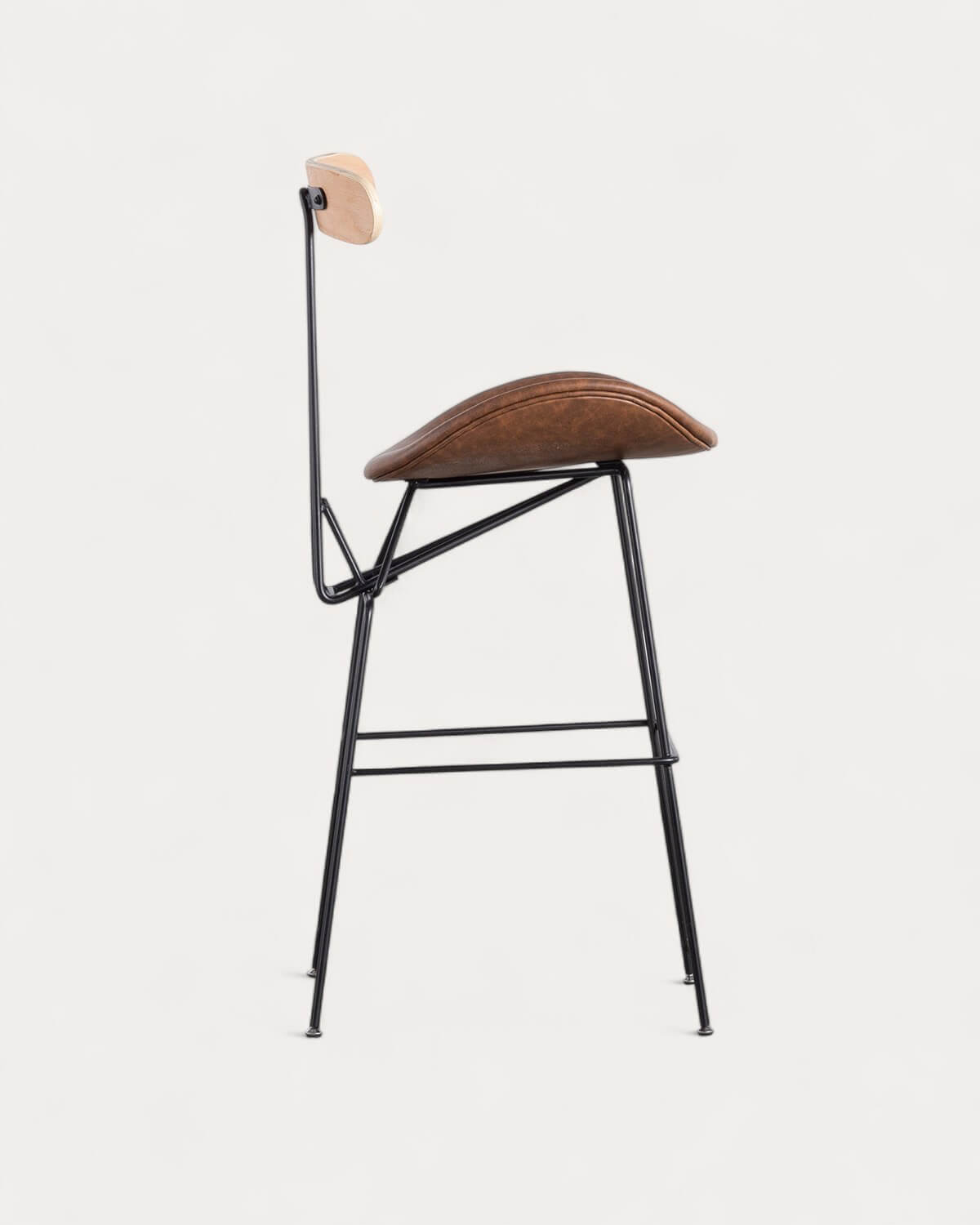 Antonela - Taburete Alto de Polipiel y Madera (76 cm) Antonela