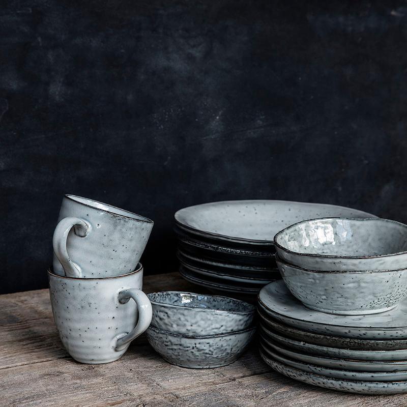 Rustic skål 14 cm grå/blå