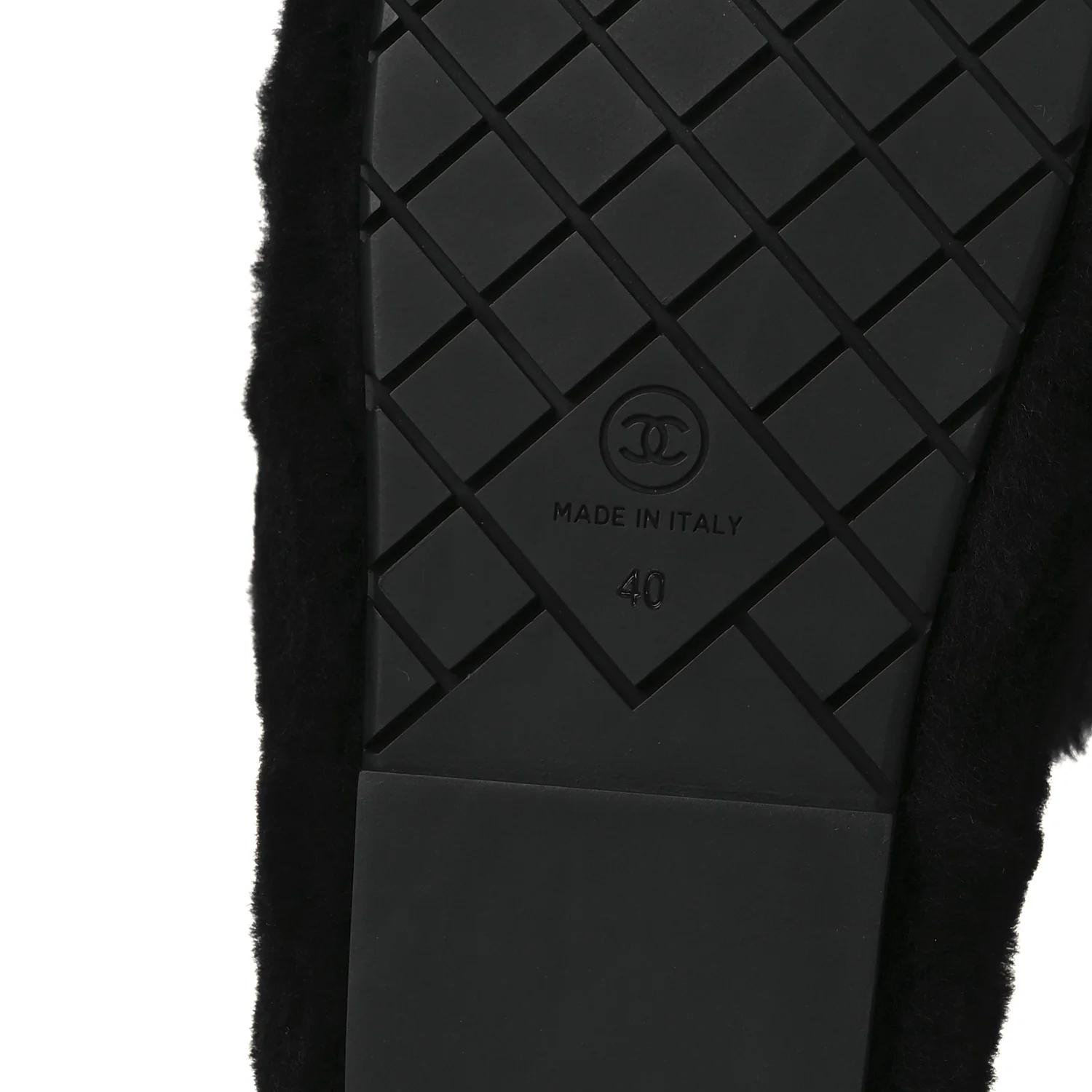 Shearling CC Flat Mules 40 Black