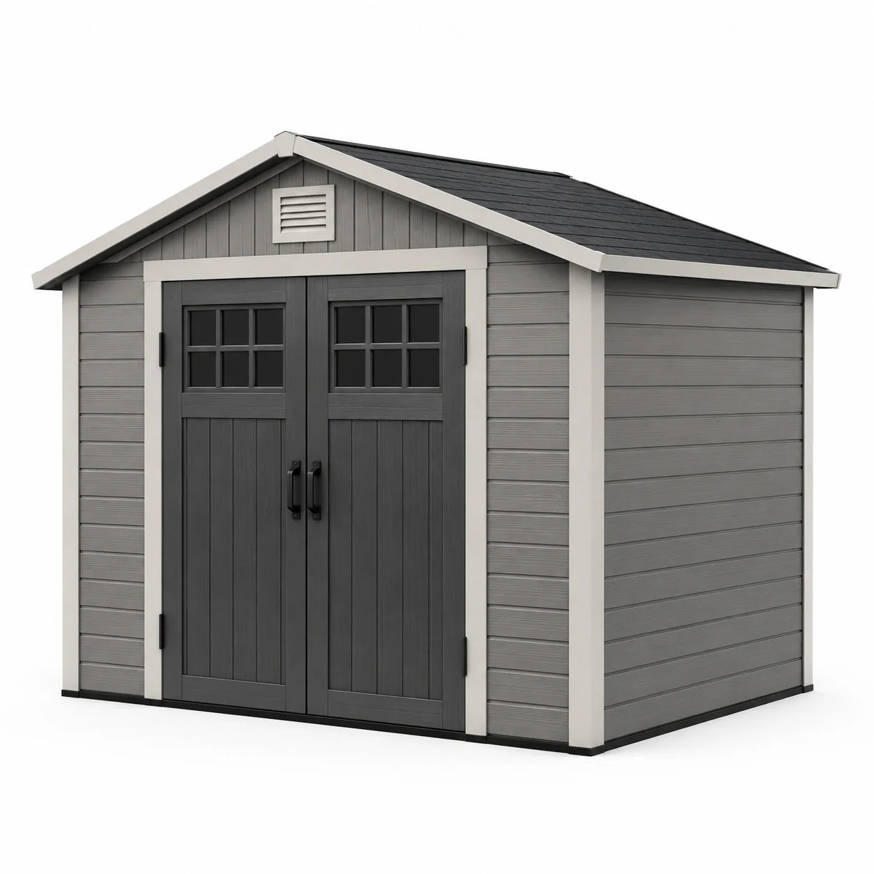 Abri de jardin en plastique avec toit incliné gris/noir 185x152x226 cm - 2026
