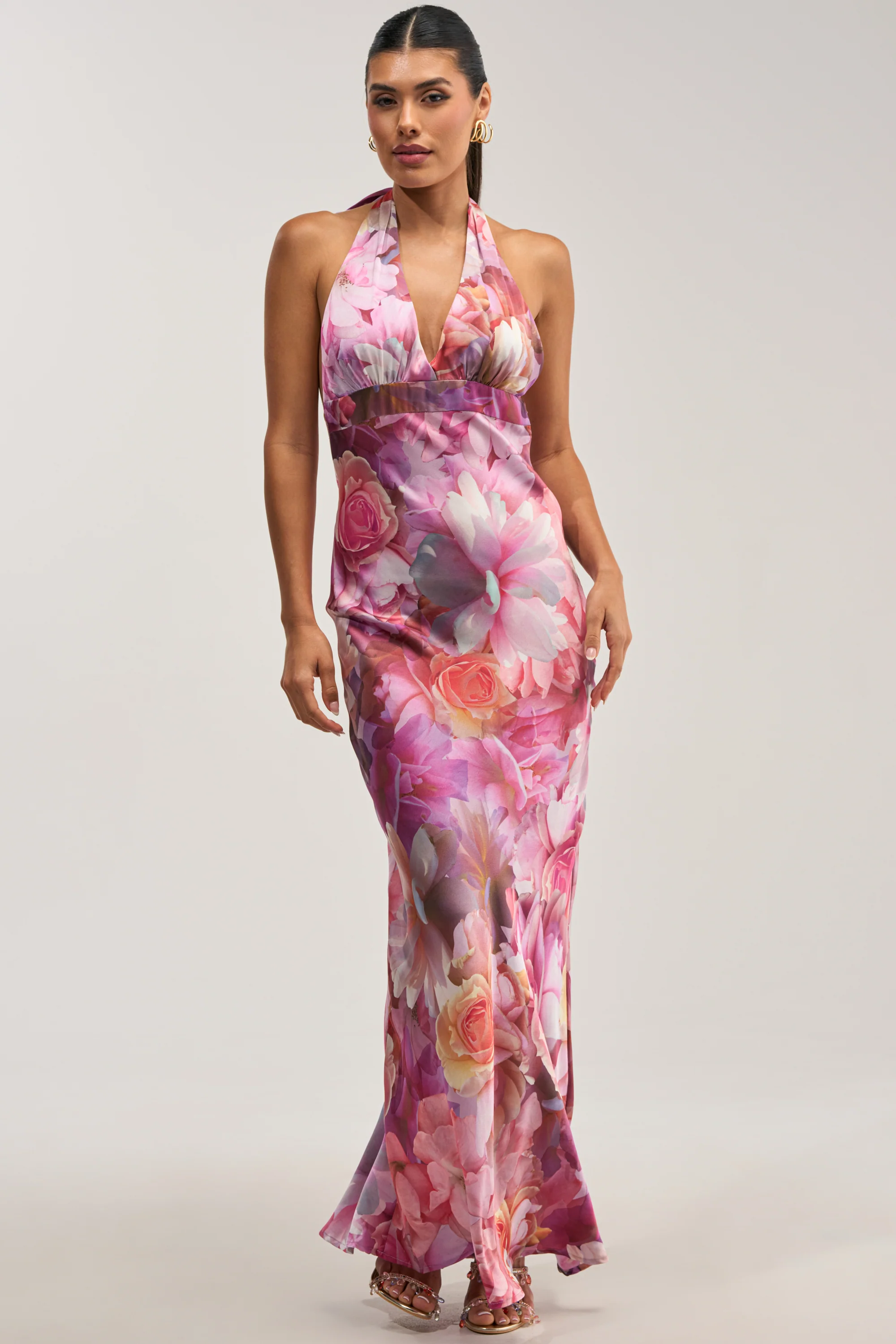 HOPELESS ROMANTIC FLORAL SATIN MAXI DRESS - Akira Store