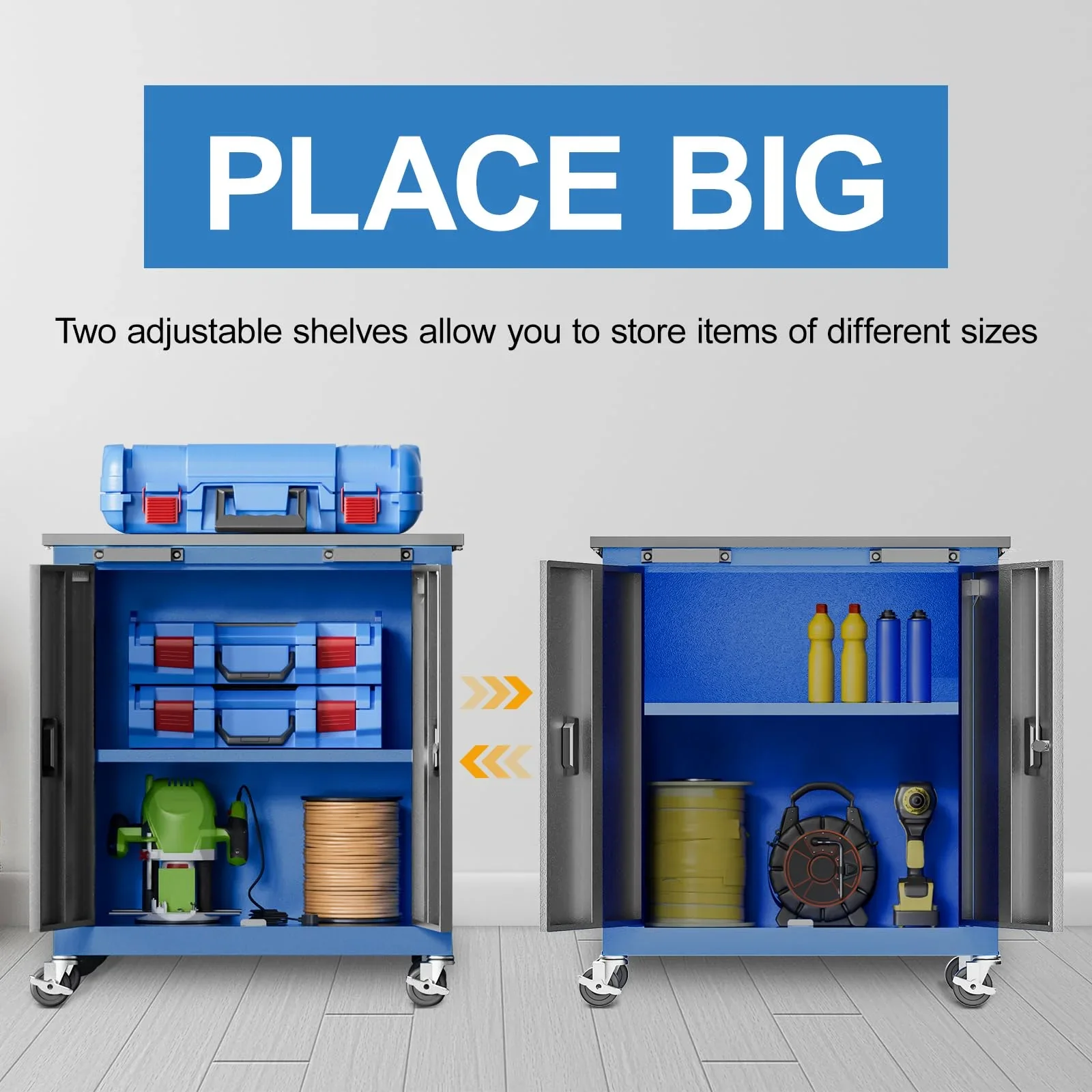 Rolling Tool Chest 5-Drawer Tool Cabinet with Stainless Steel Top Key Lock Heavy-Duty