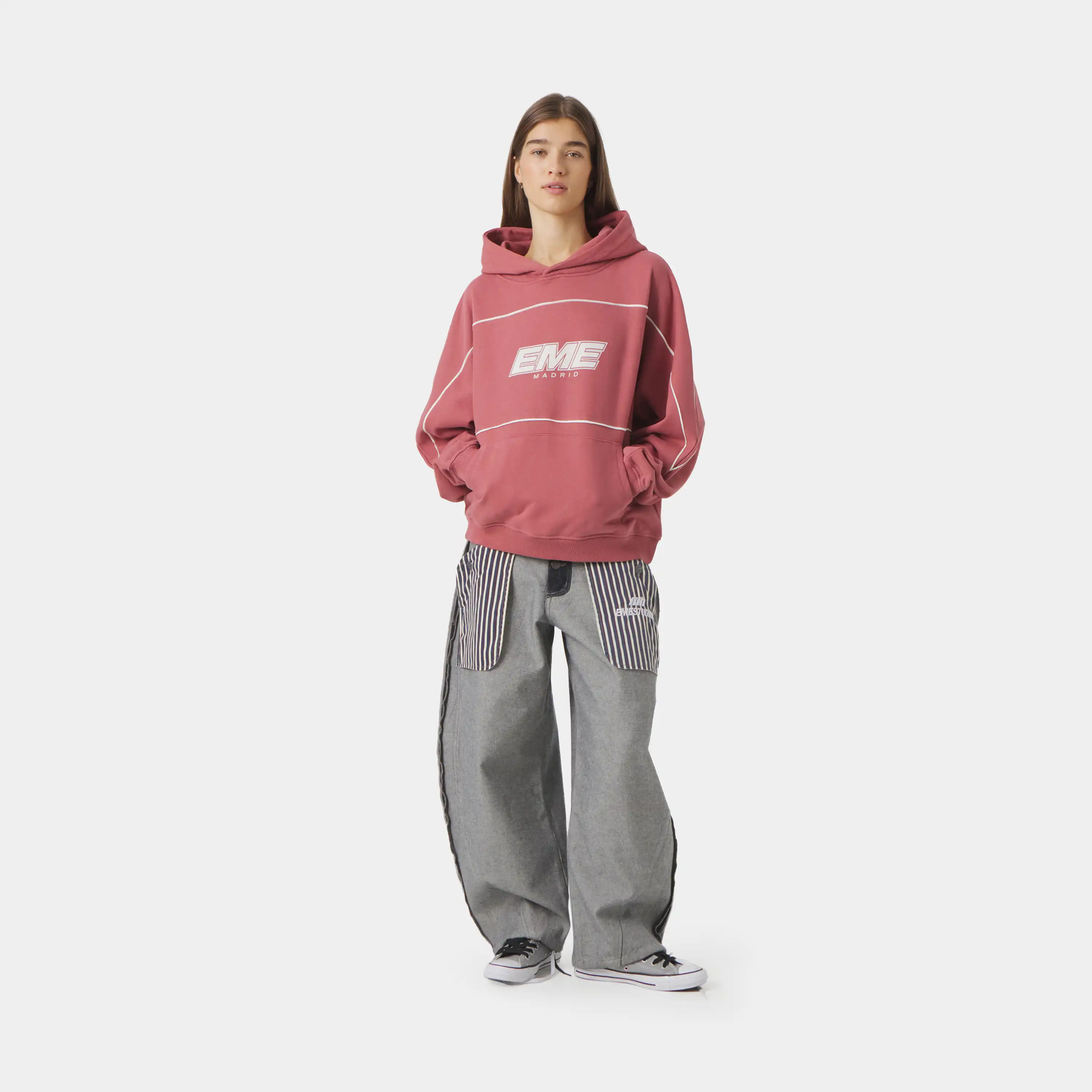 Crossline Red Oversized Hoodie
