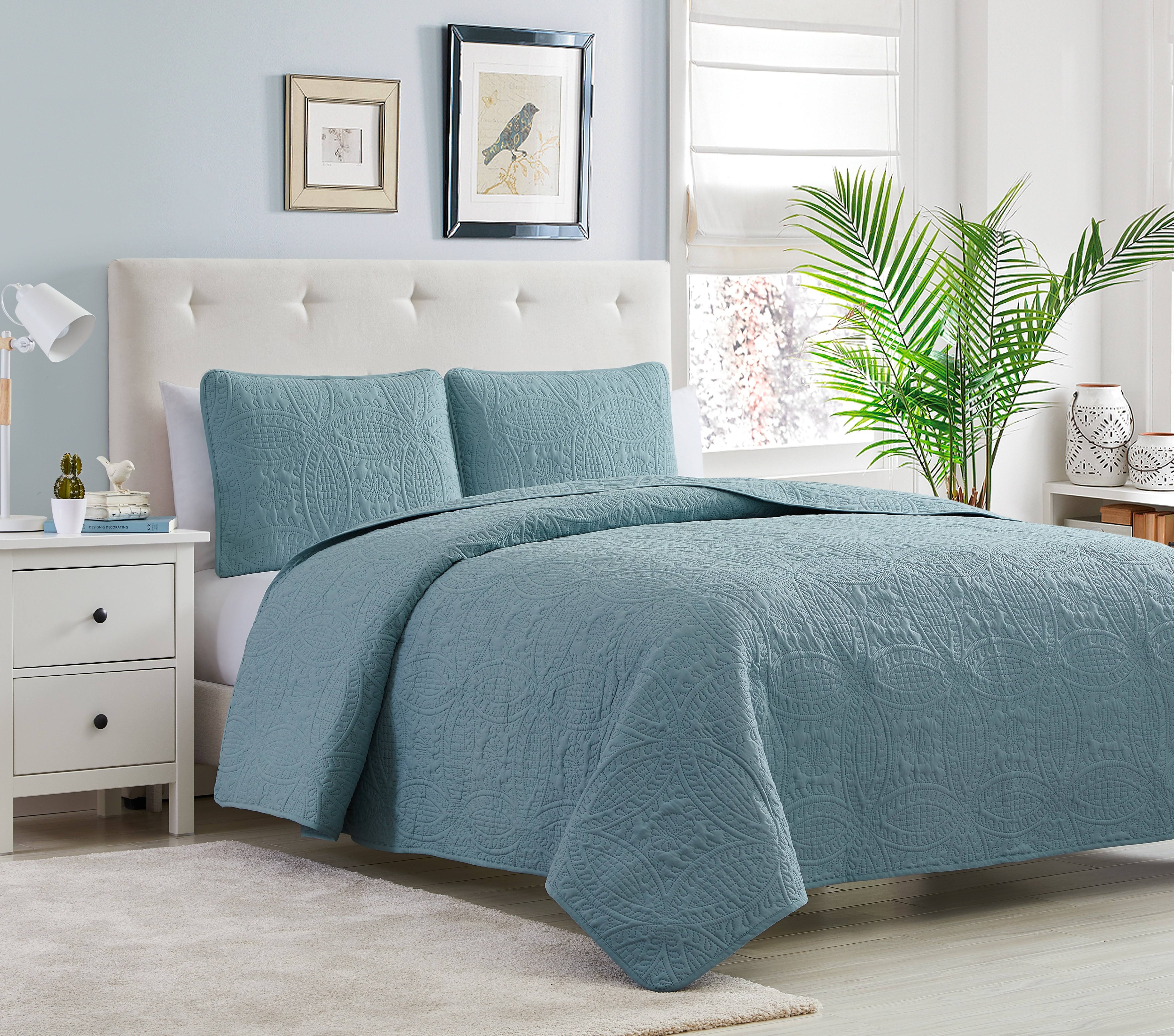 Mellanni Bedspread Coverlet Set Spa-Blue - Comforter Bedding Cover - Oversized 3-Piece Quilt Set (King/Cal King, Spa Blue)