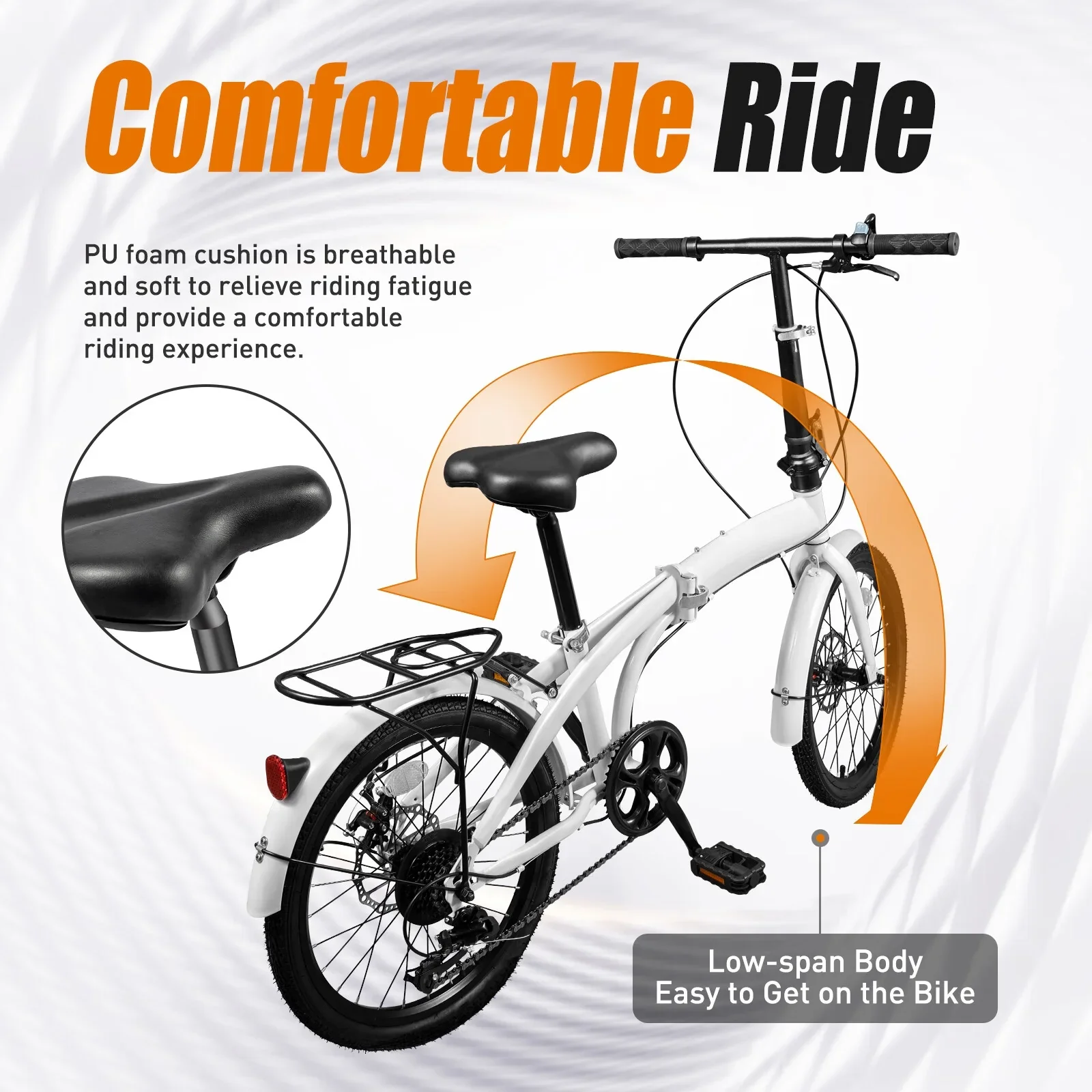 LOYALHEARTDY 20 Folding Bike 7-Speed Unisex Mountain Bicycle Adjustable Height MTB City Bike for Adult Teenager High Carbon Steel Foldable Bicycle for Riding Traveling w/Dual Disc Brakes & Fender