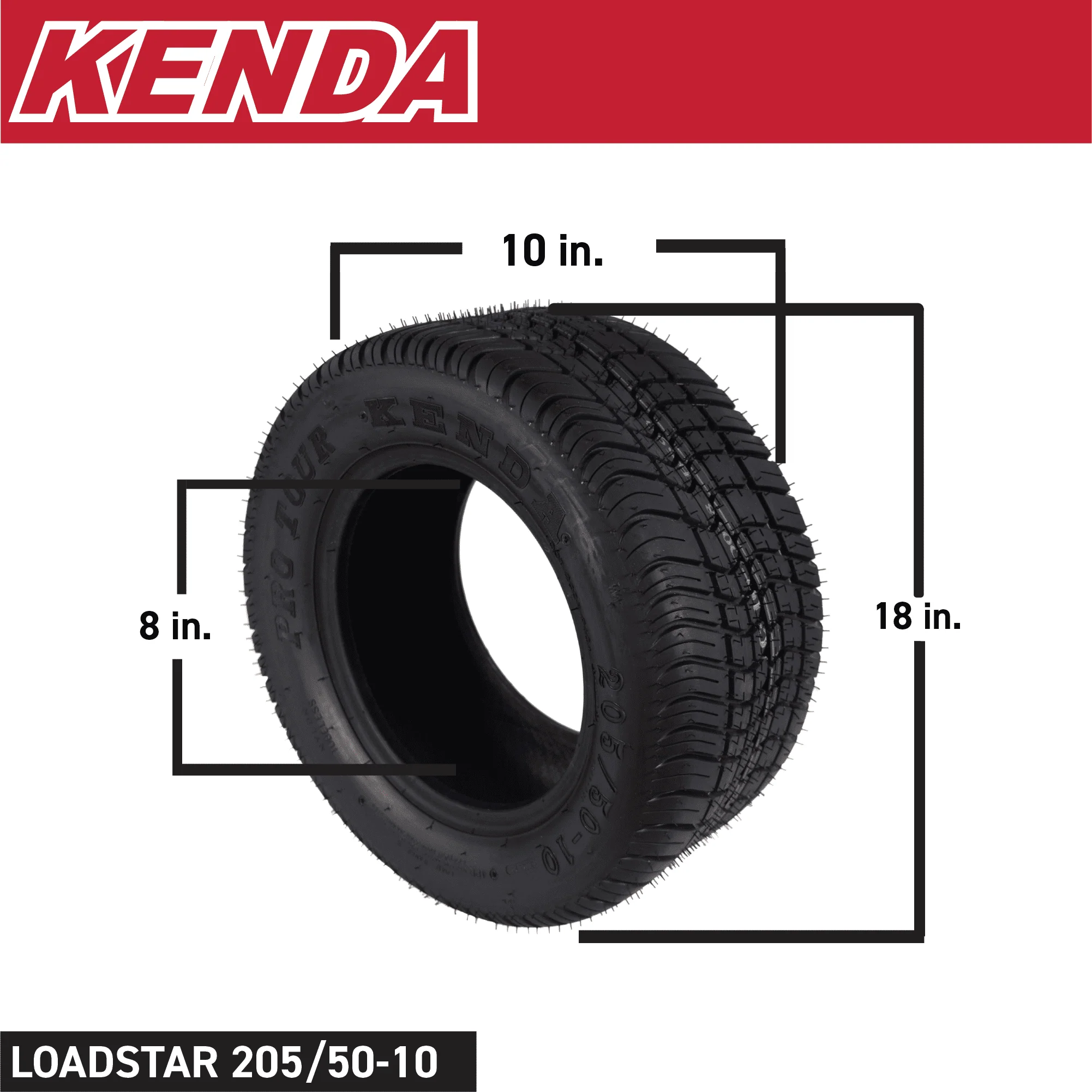 Kenda 277010N4 205/50 - 10 Pro Tour 4 Ply Tubeless Golf Cart Tires 2 Pack