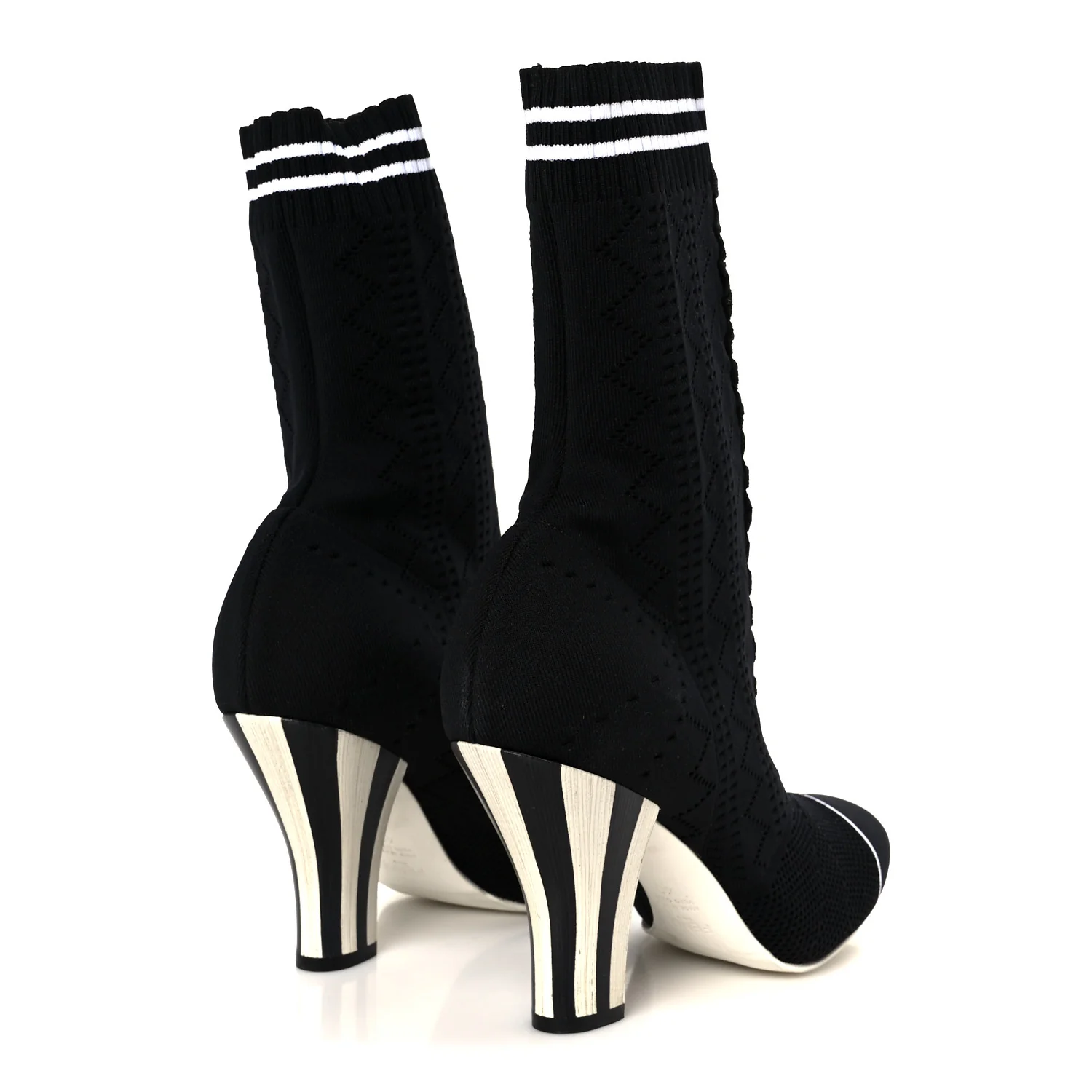 Stretch Fabric Openwork Rockoko 105mm Sock Boots  40 Black White