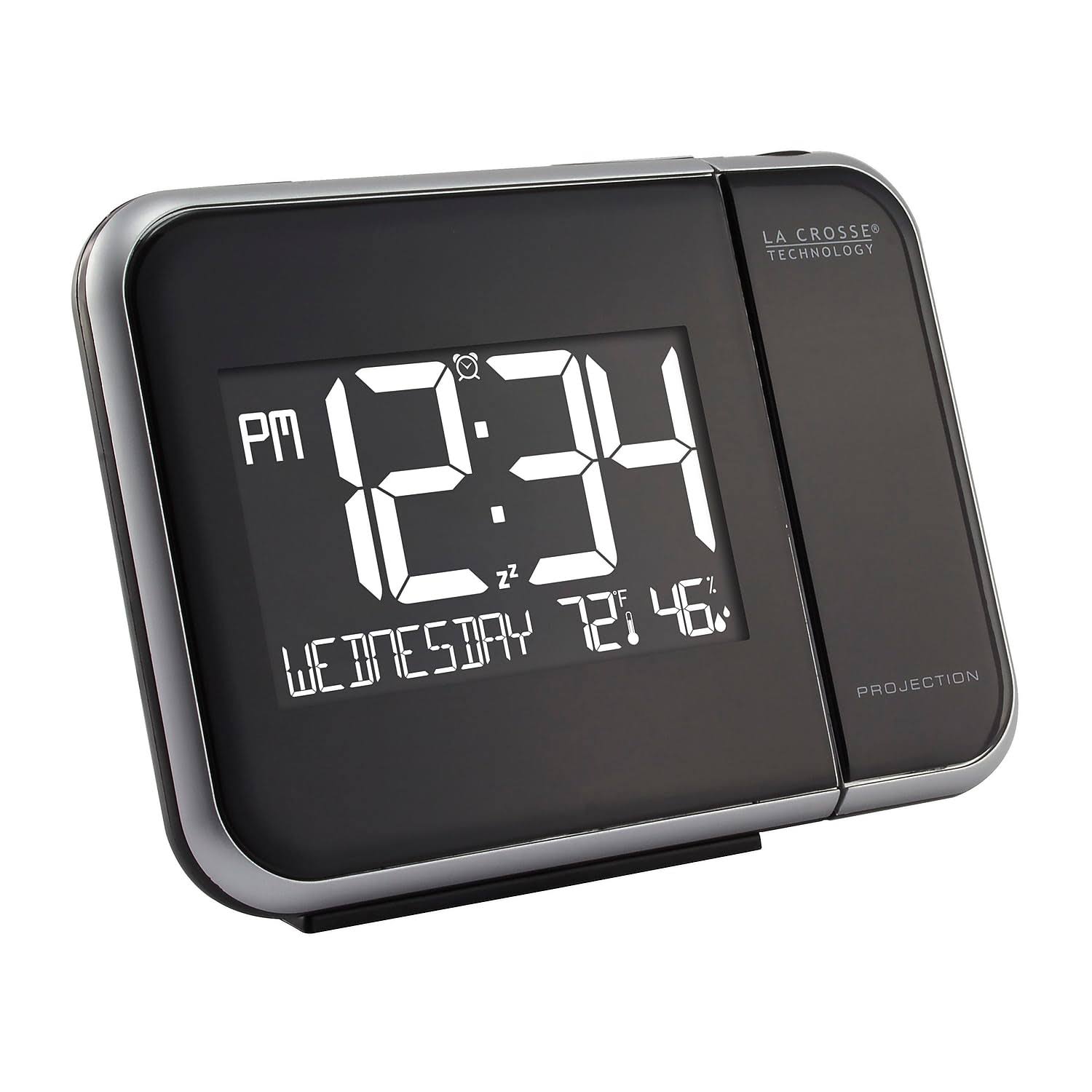 La Crosse Technology 616-1412 LCD Projection Alarm Clock with Indoor Temperature, Black