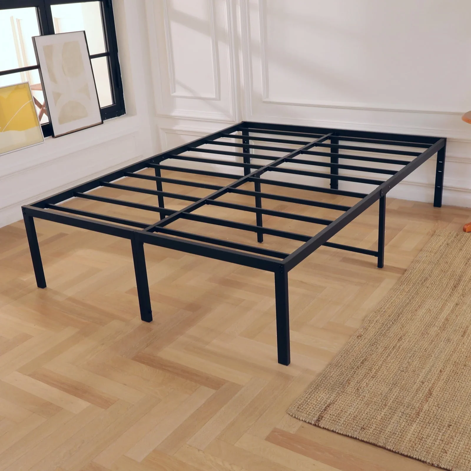Lusimo Full Bed Frame 18 Inch Metal Platform Bed Frame Heavy Loading Steel Slat and Anti-Slip Support Easy Quick Lock Assembly No Box Spring Needed Full Size