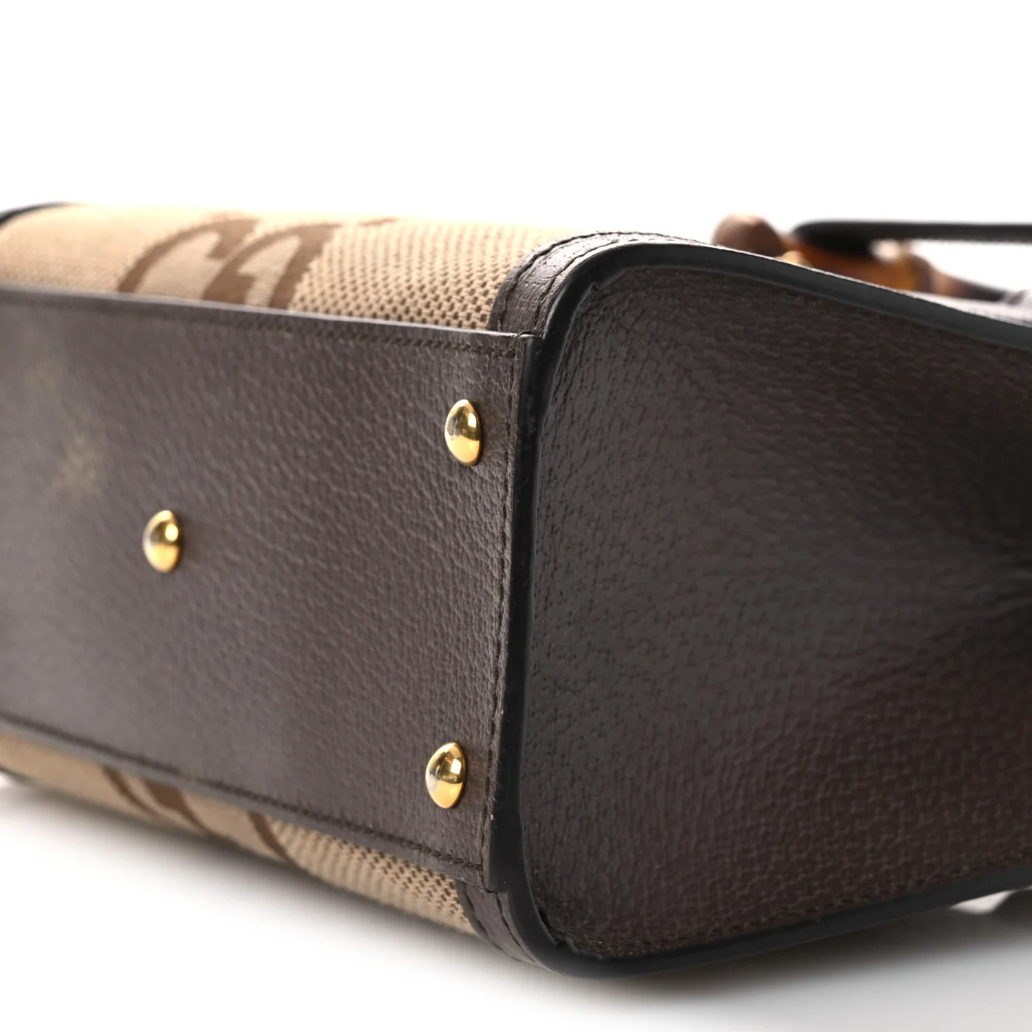 Monogram Jumbo GG Textured Dollar Calfskin Mini Diana Tote Bag Camel Ebony New Acero