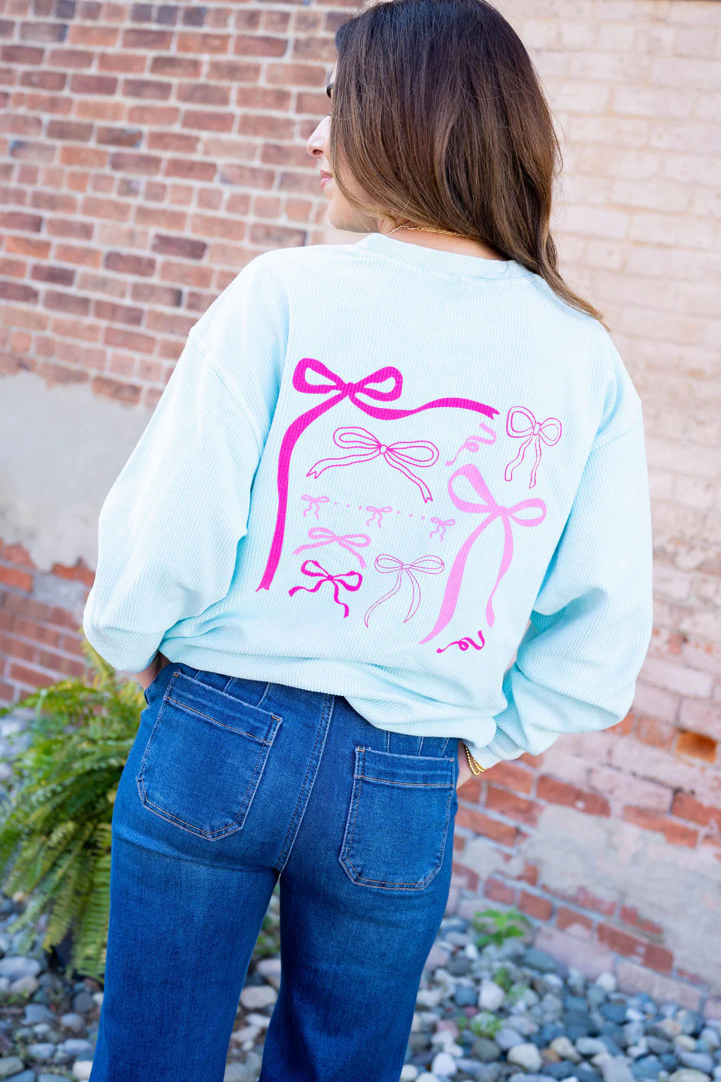 Proverbs 31 Bow Ribbed Graphic Crewneck