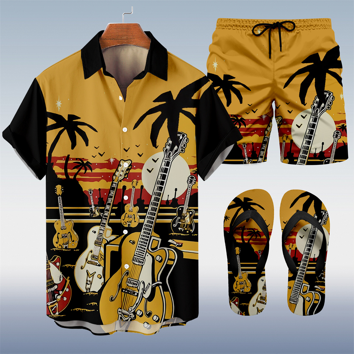 Ensemble trois pièces Suitmens pour homme, imprimé vacances hawaïennes, motif tiki, référence 020