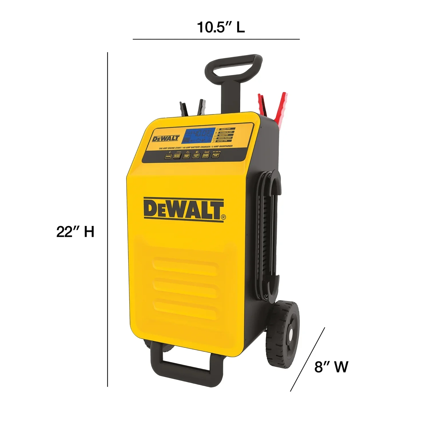 DEWALT DXAEC200 Professional 40-Amp Rolling Battery Charger and 3-Amp Maintainer with 200-Amp Engine Start