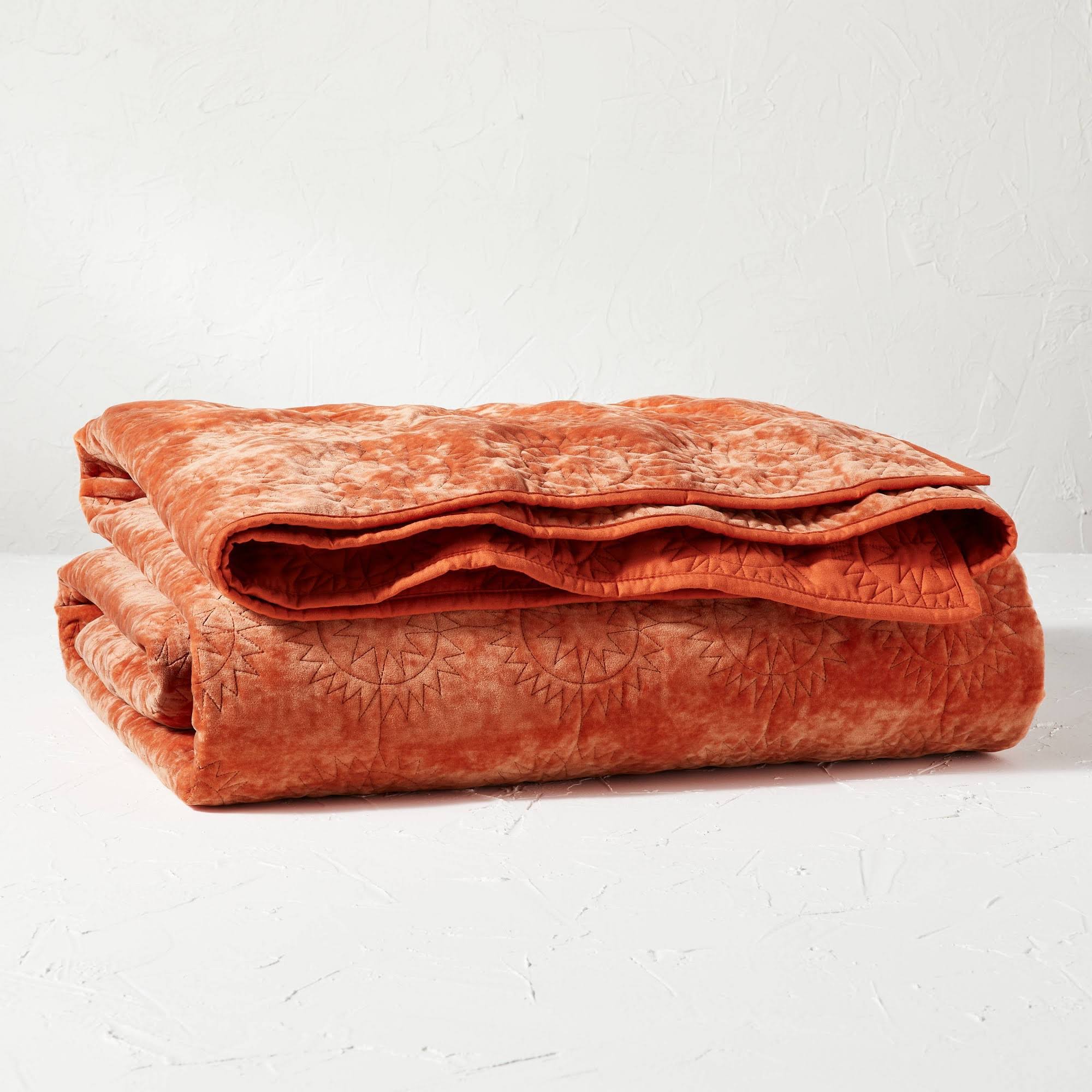 King Sun Stitched Vintage Velvet Quilt Coral - Opalhouse Designed with Jungalow