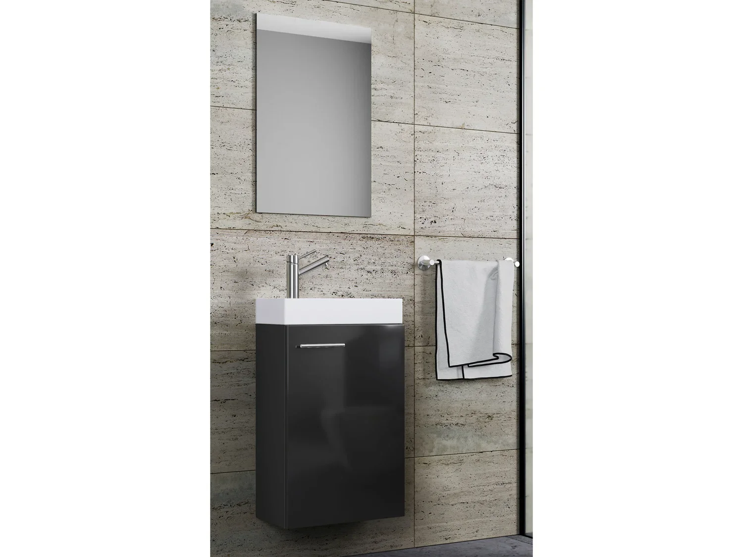 VCM Set d'armoire  glace ou miroir et meuble sous vasque avec lavabo Slito, pour salle de bain