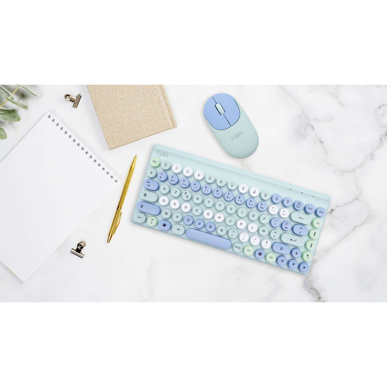 Clavier sans fil touche ronde Homday Xpert bleu ou rose (2 modèles)