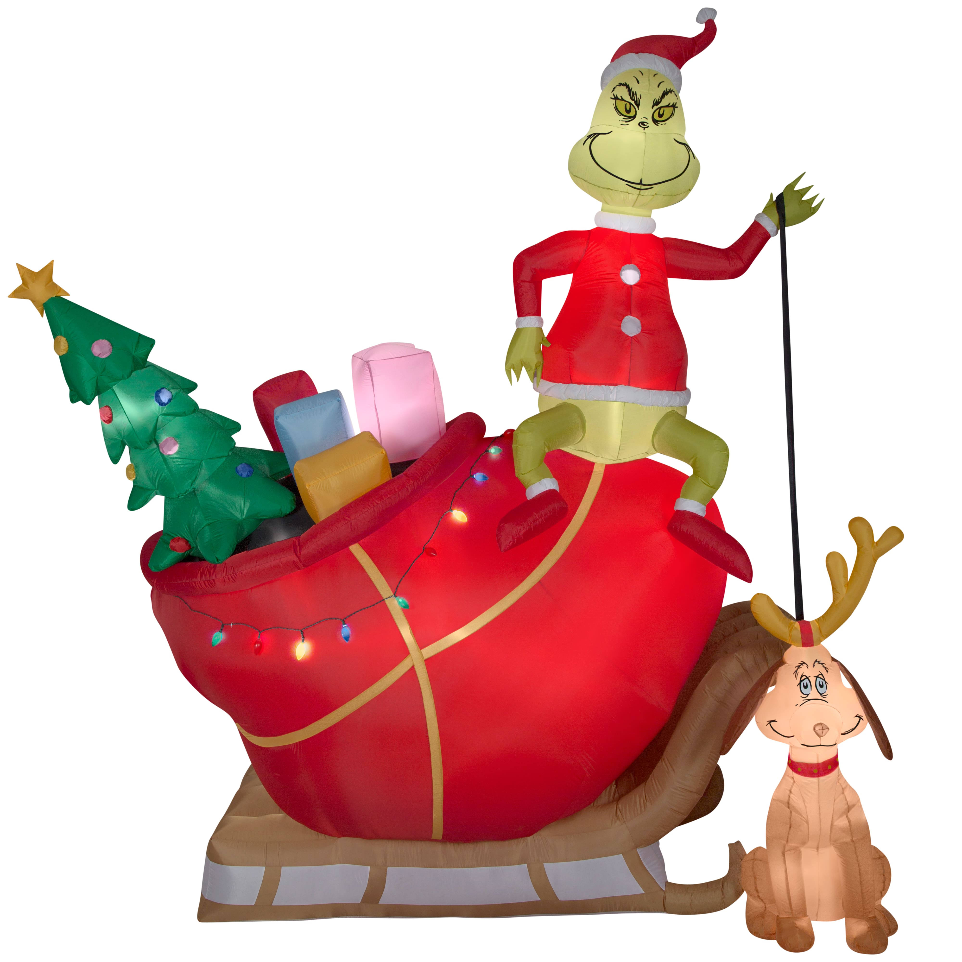 Airblown Grinch and Max in Sleigh Colossal Scene 118