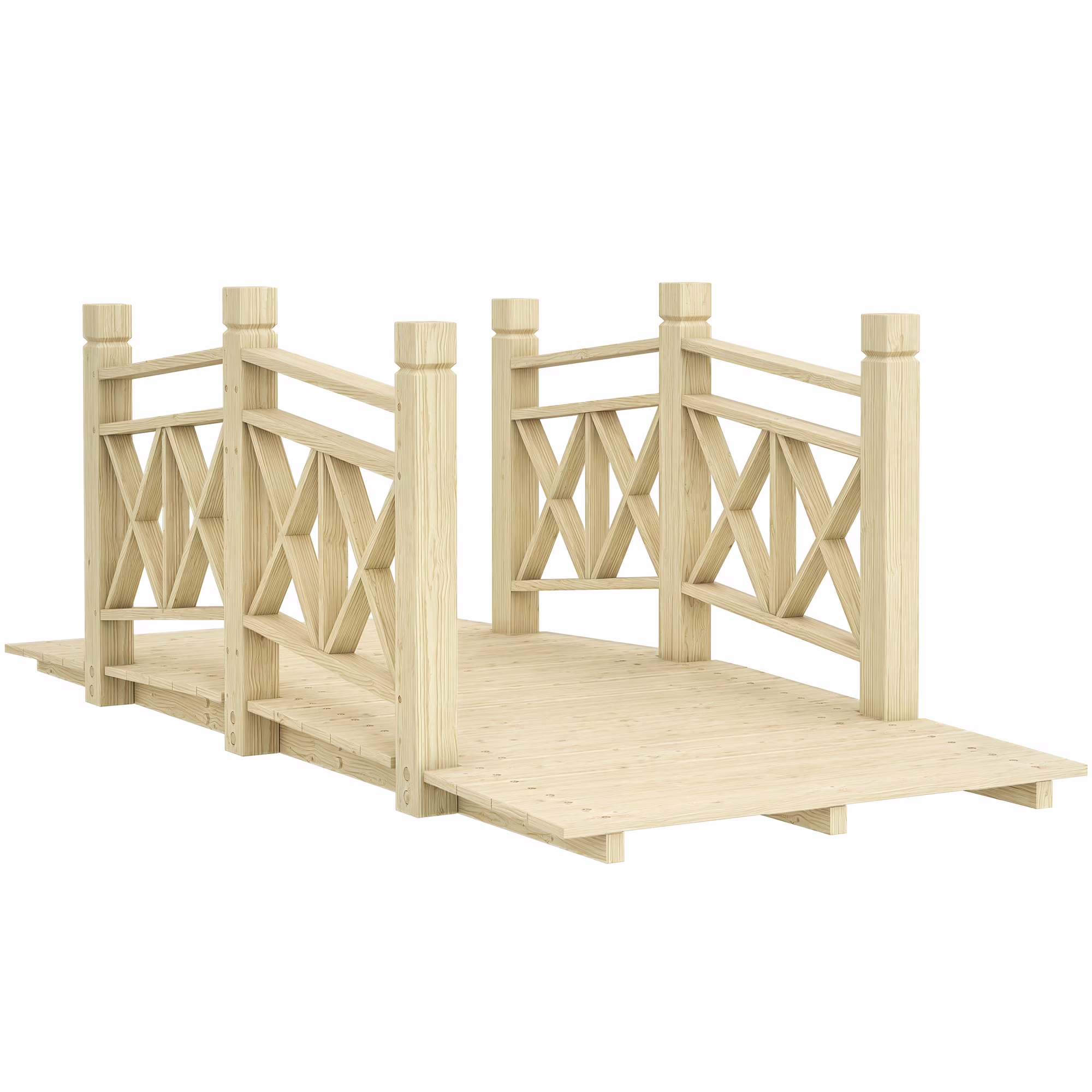 QISHENSHUI 5 ft. Sturdy Natural Wood Garden Bridge �C Premium Timber Construction with Solid Safety Handrails for Backyard Paths, Small Ponds & Garden Water Features, Carbonized