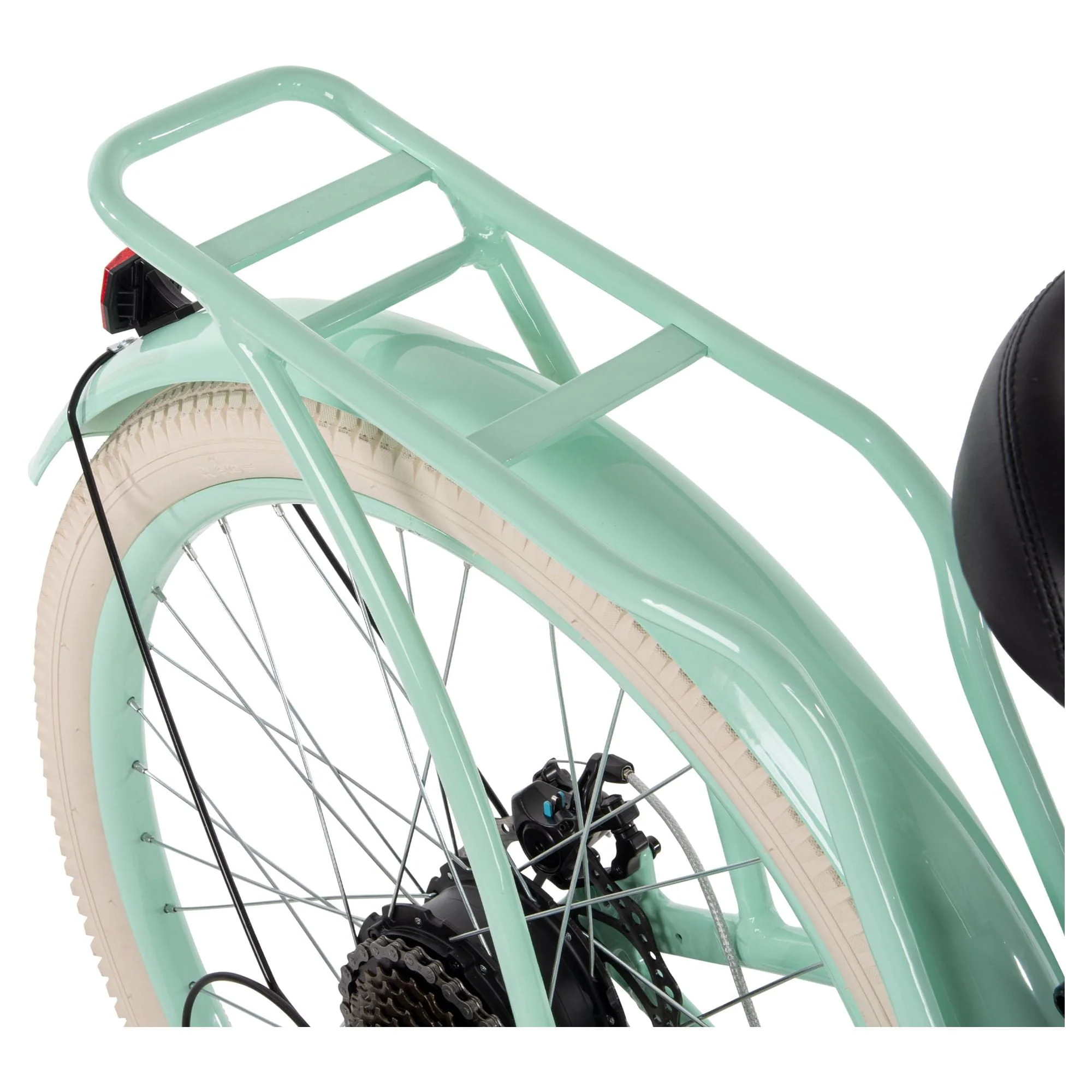 Nel Lusso 26 - Inch 7 - Speed Electric Cruiser Bike with Throttle, Mint Green, 36V, 350W, UL 2849 Compliant, by Huffy