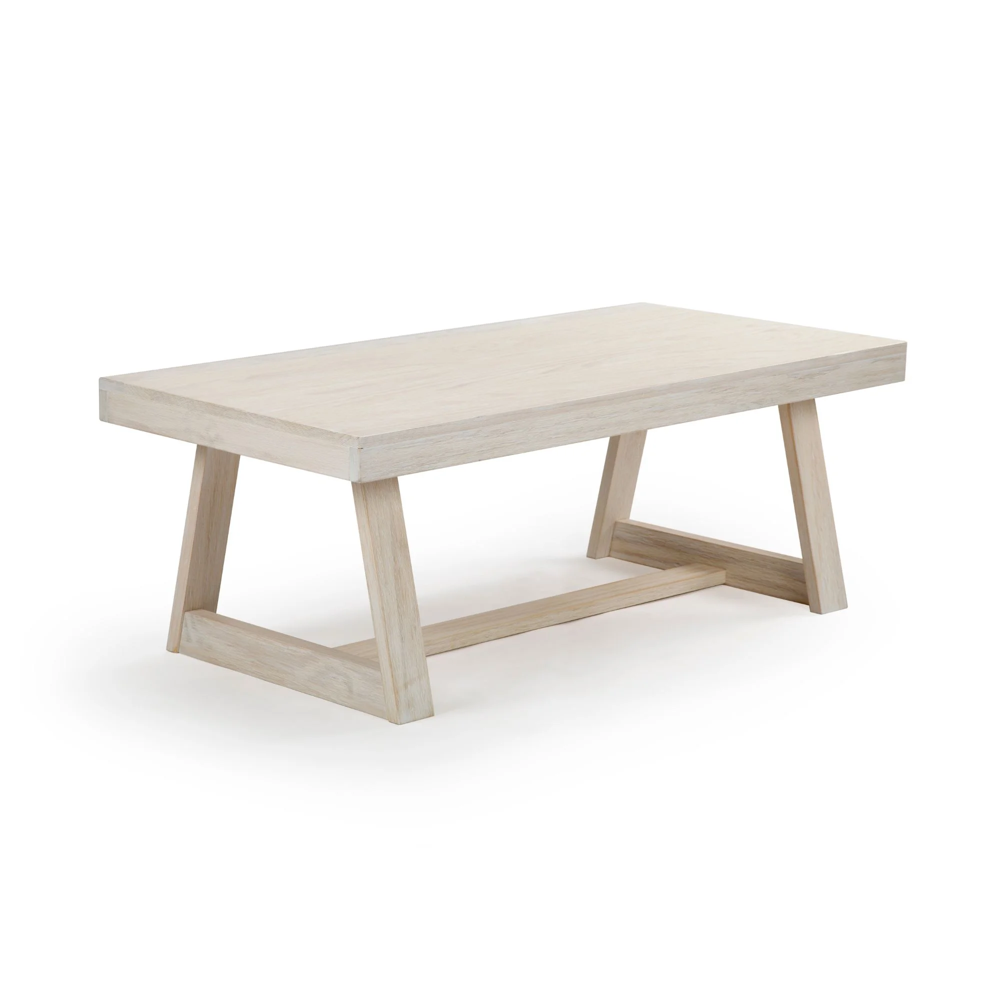 Farmhouse Coffee Table, 48" Solid Wood Tables for Living Room, Rectangular Center Table(White Sand Wirebrush) - Image 4