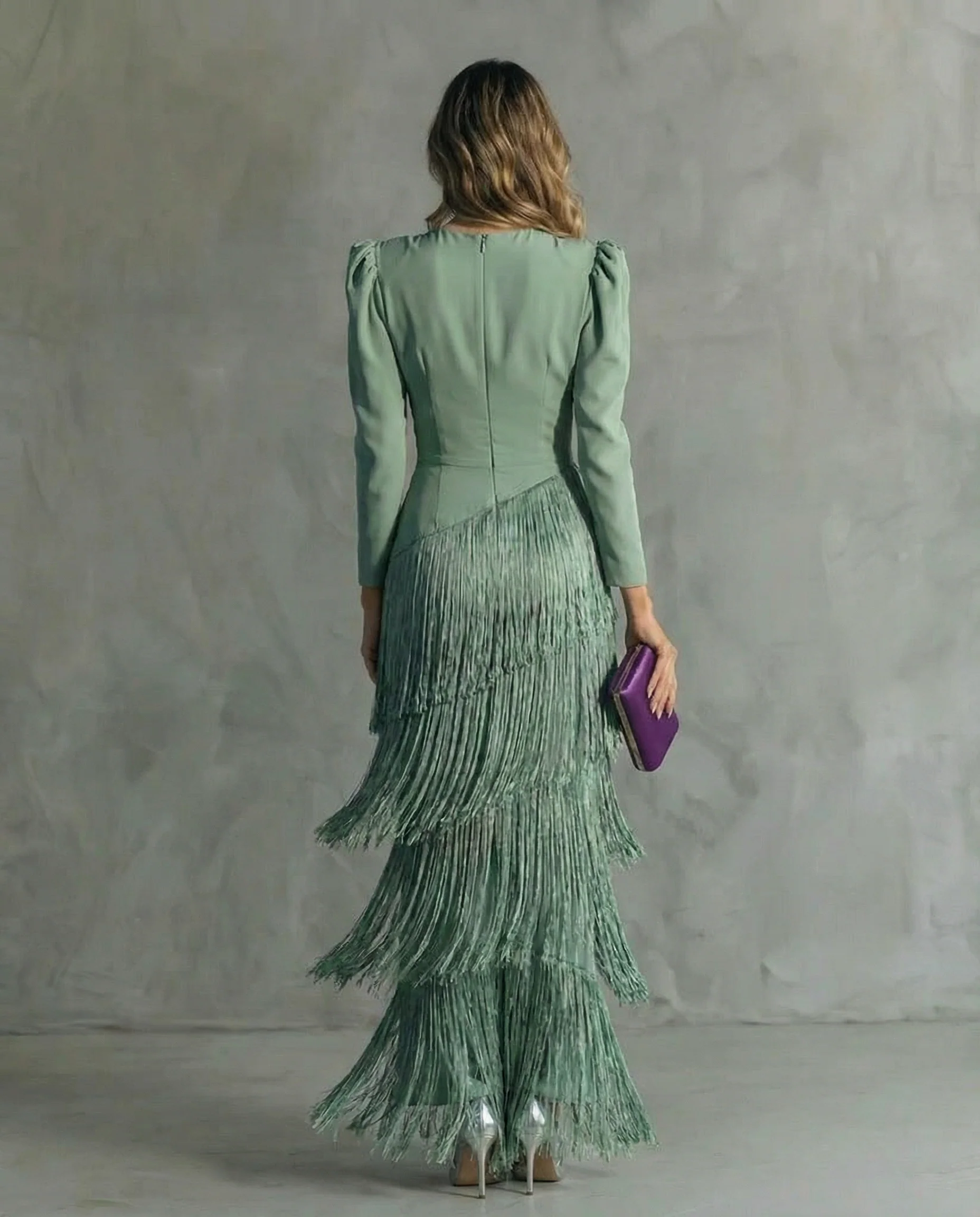 Clara™ | Robe midi élégante à manches à franges