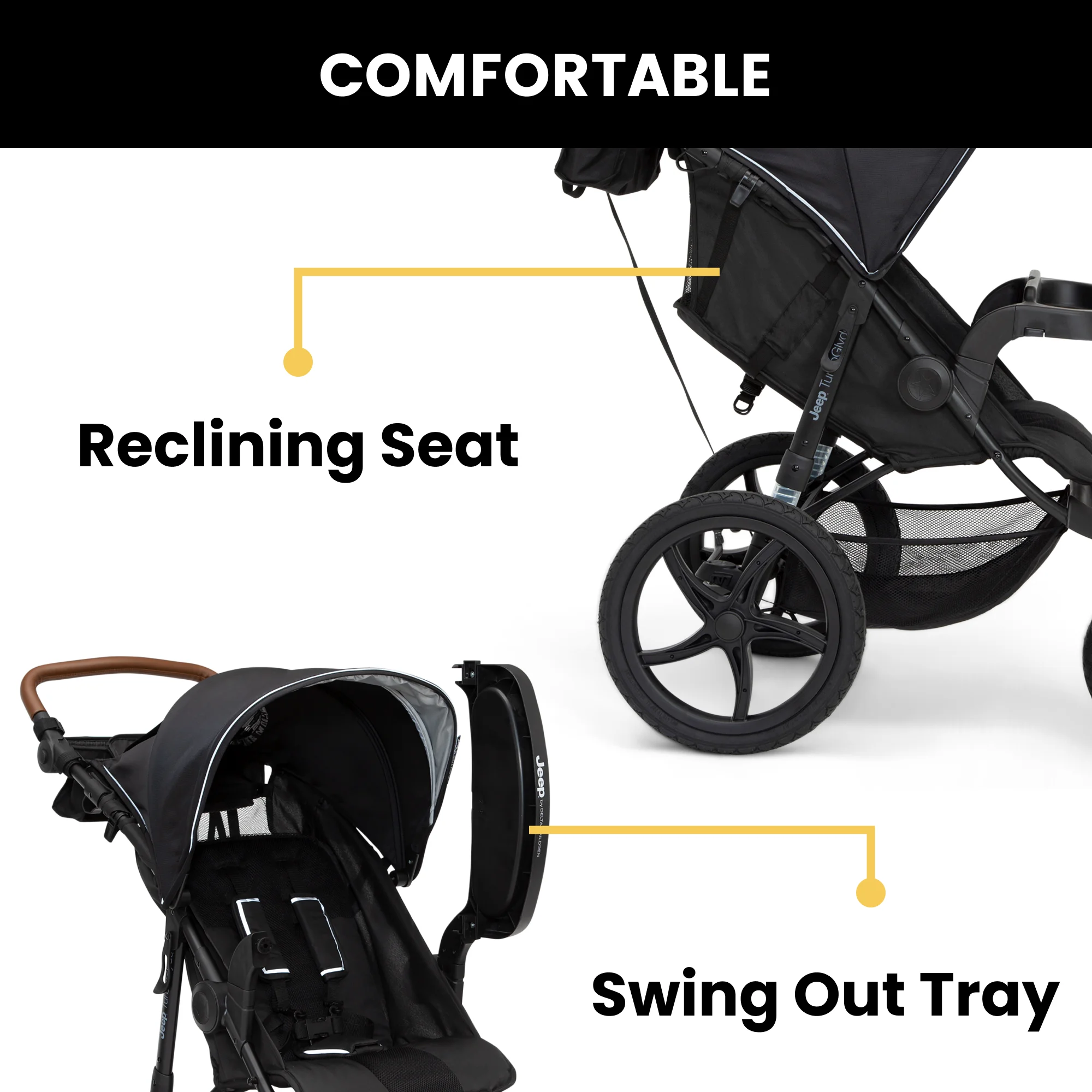 TurboGlyde Jogging Stroller, Black(Black) - Image 9