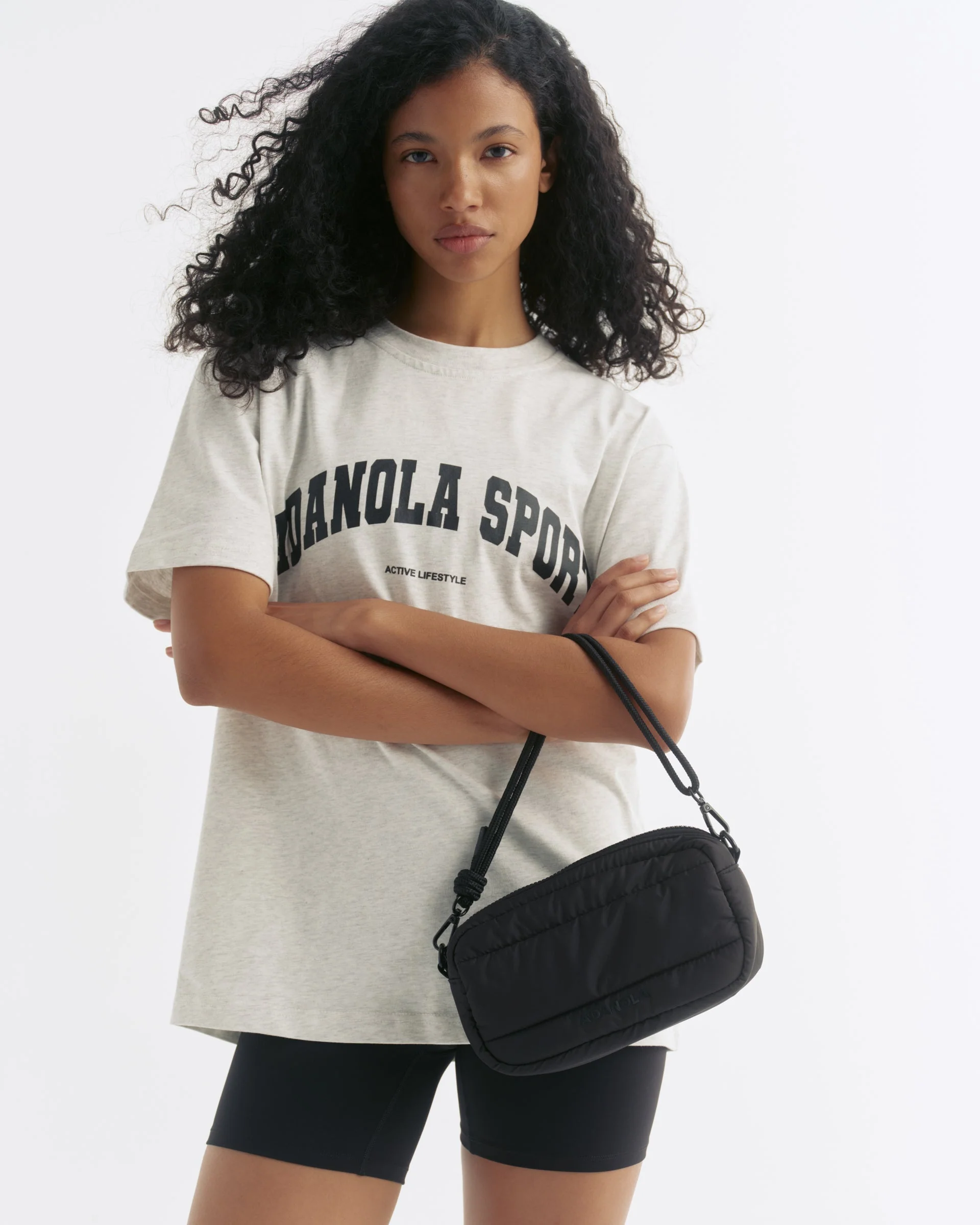 Small Branded Multi-Strap Bag - Black