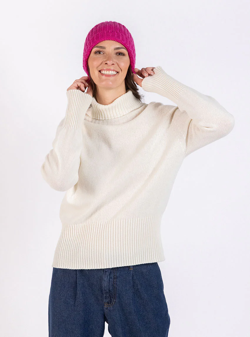Bonnet femme en laine mérinos rose