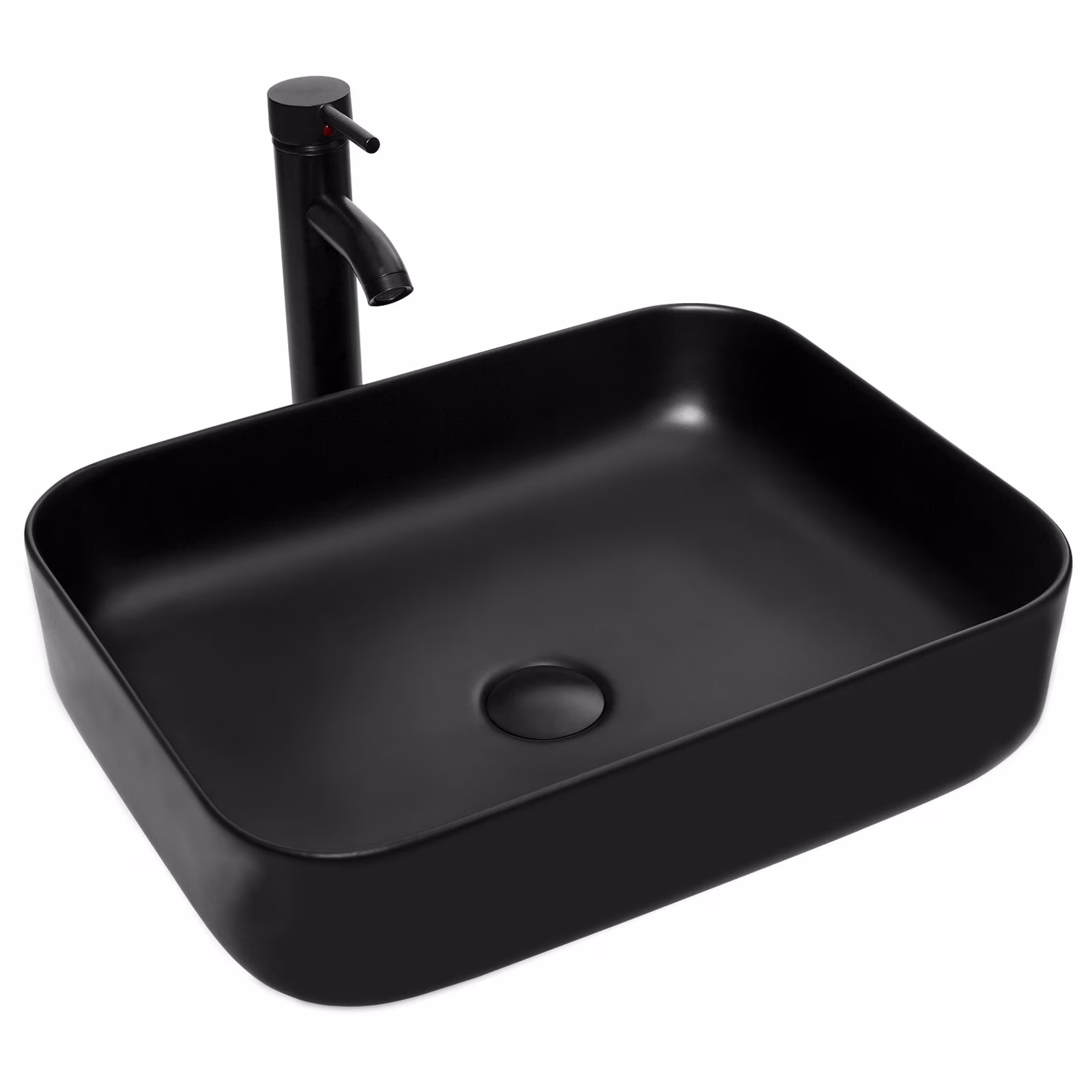 Bathroom Ceramic Sink Vanity Vessel Basin Porcelain Faucet Drain Combo Rectangle,White(Style A) - Image 9
