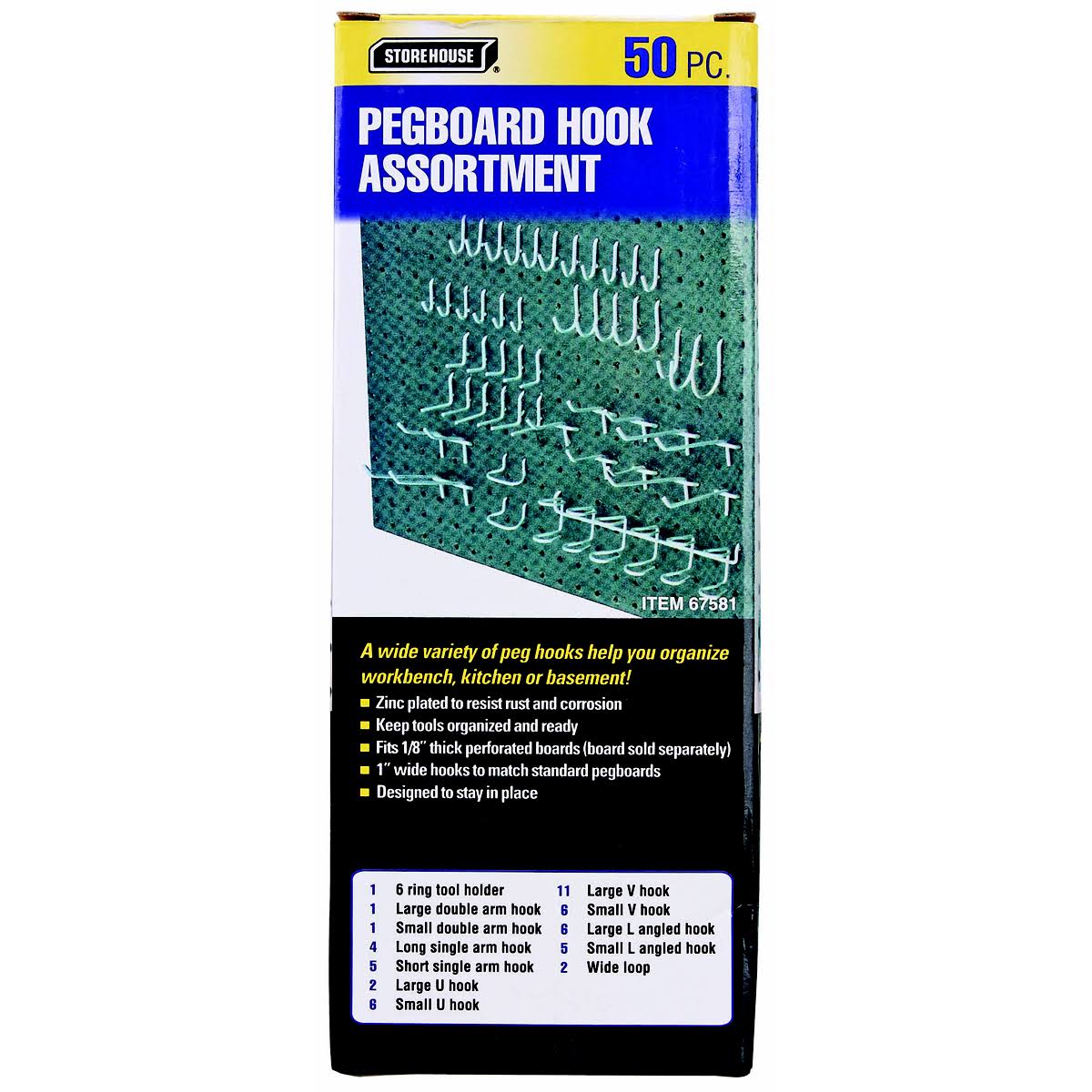 Storehouse Pegboard Hook Kit, 50 Piece